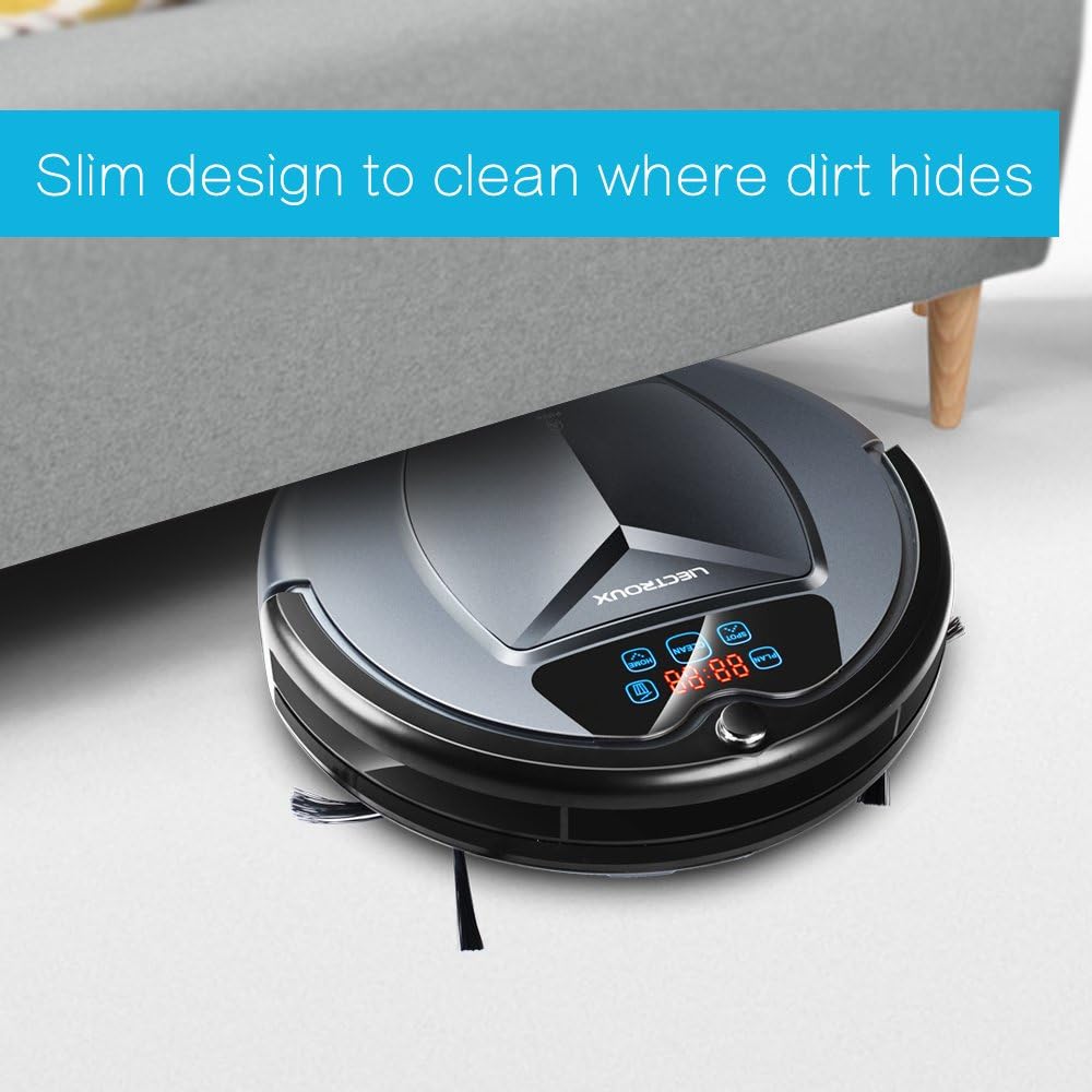 Liectroux B3000 Robot Vacuum Cleaner with Self Charging LED Touch Screen with Tone, Two Side Brushes, Remote Control, Smart Vacuum Cleaner Designed for Hard Floor and Short-Pile Carpet