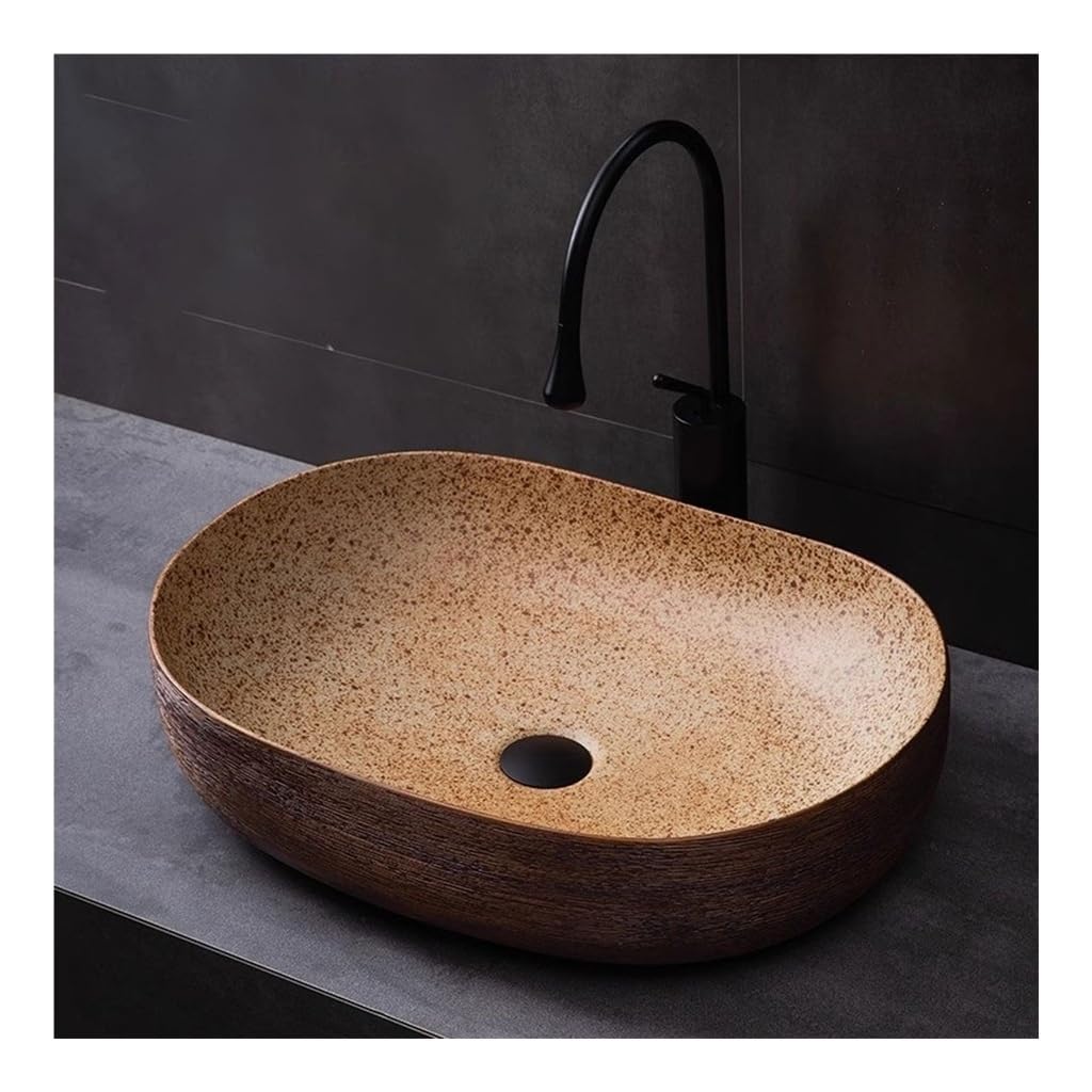 Miroooo B Athroom Countertop Vessel Sink Above Counter Ceramic Asin Retro Wash Home Alcony Athroom Single Athroom Sinks