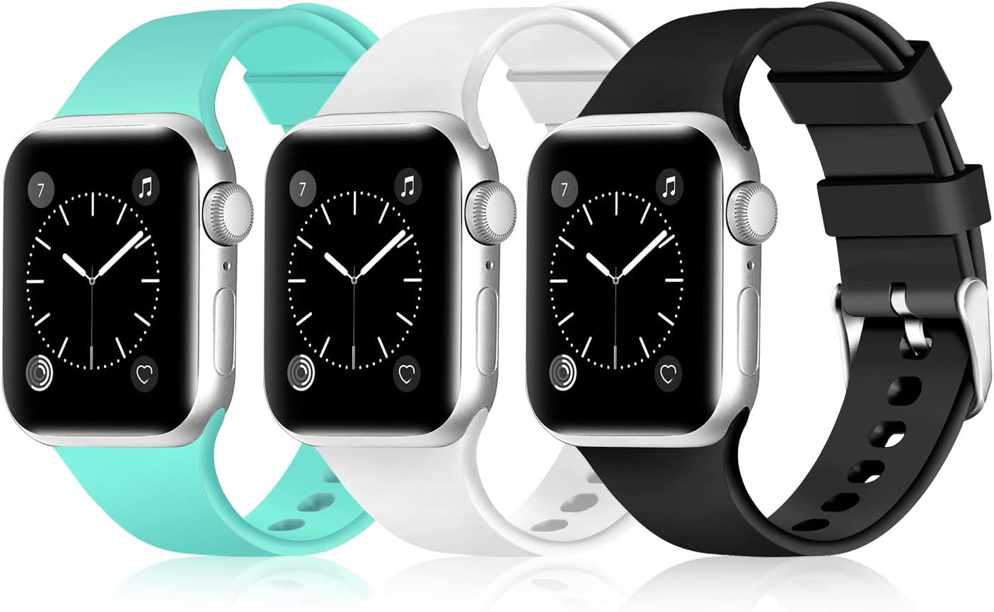 Greatfine Sport Band Compatible for Apple Watch Band 38mm 40mm 42mm 44mm,Soft Silicone Strap Replacement iWatch Bands Compatible with Apple Watch Series 6 5 4 3 2 1 SE(3 Pack-D,38mm/40mm)
