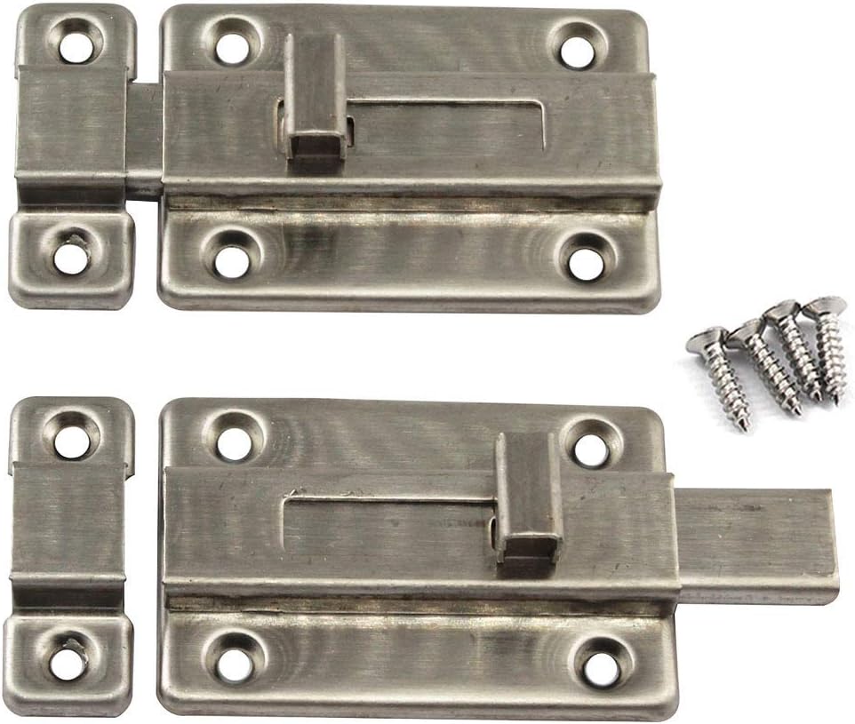 Stainless Steel Door Latch Door Bolt for Home Yard,Window,Cabinet,Door (Pack of 4), middle