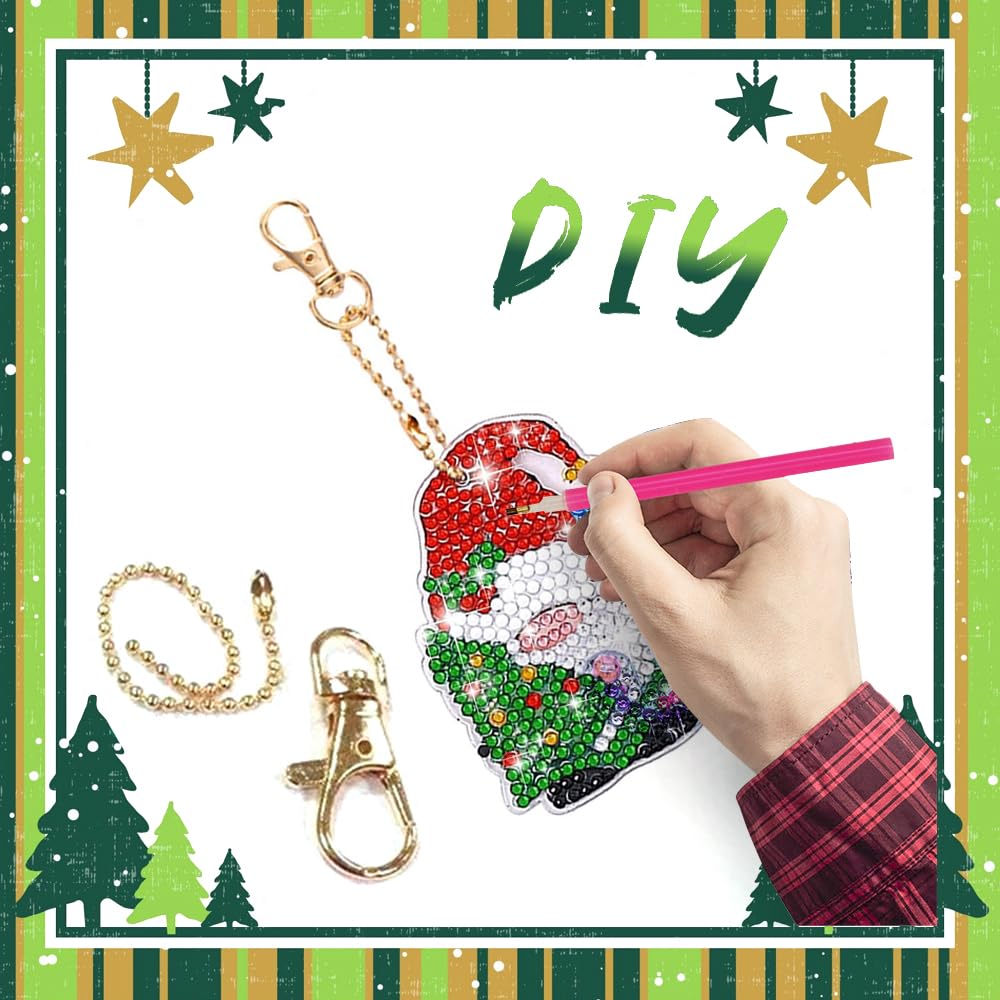 4 Pezzi Cartoline Natalizie 5D Diy Diamante Pittura Biglietto d'Auguri Albero di Natale Cartoline con Adesivi Natalizi per Regali di Auguri di Natale