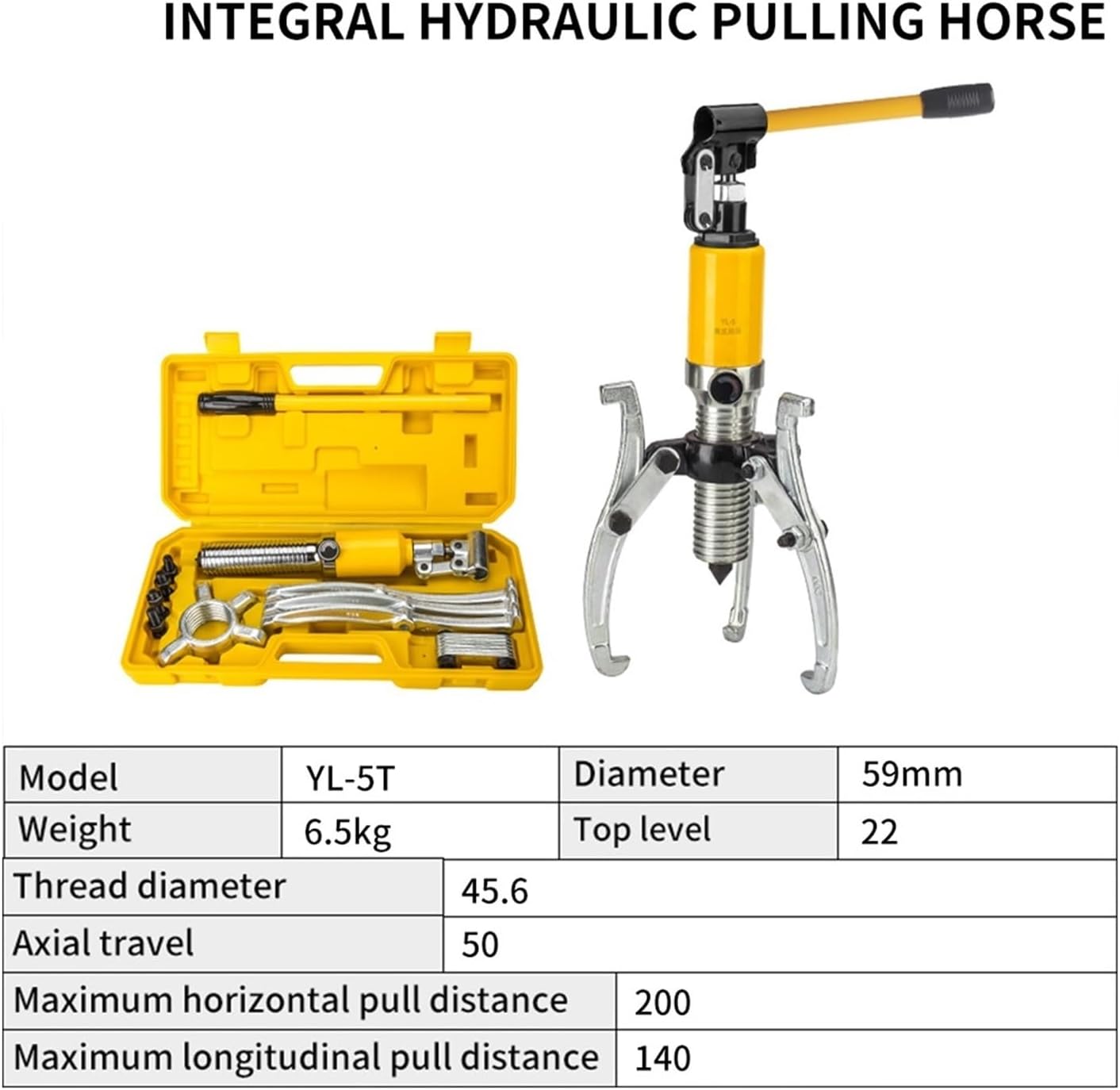 5/10/15/20T Hydraulic Puller Hydraulic Gear Puller 3 Jaw Puller Set Hydraulic Bearing Puller Three Arm Bearing Removal Cylinder(YL-5T)