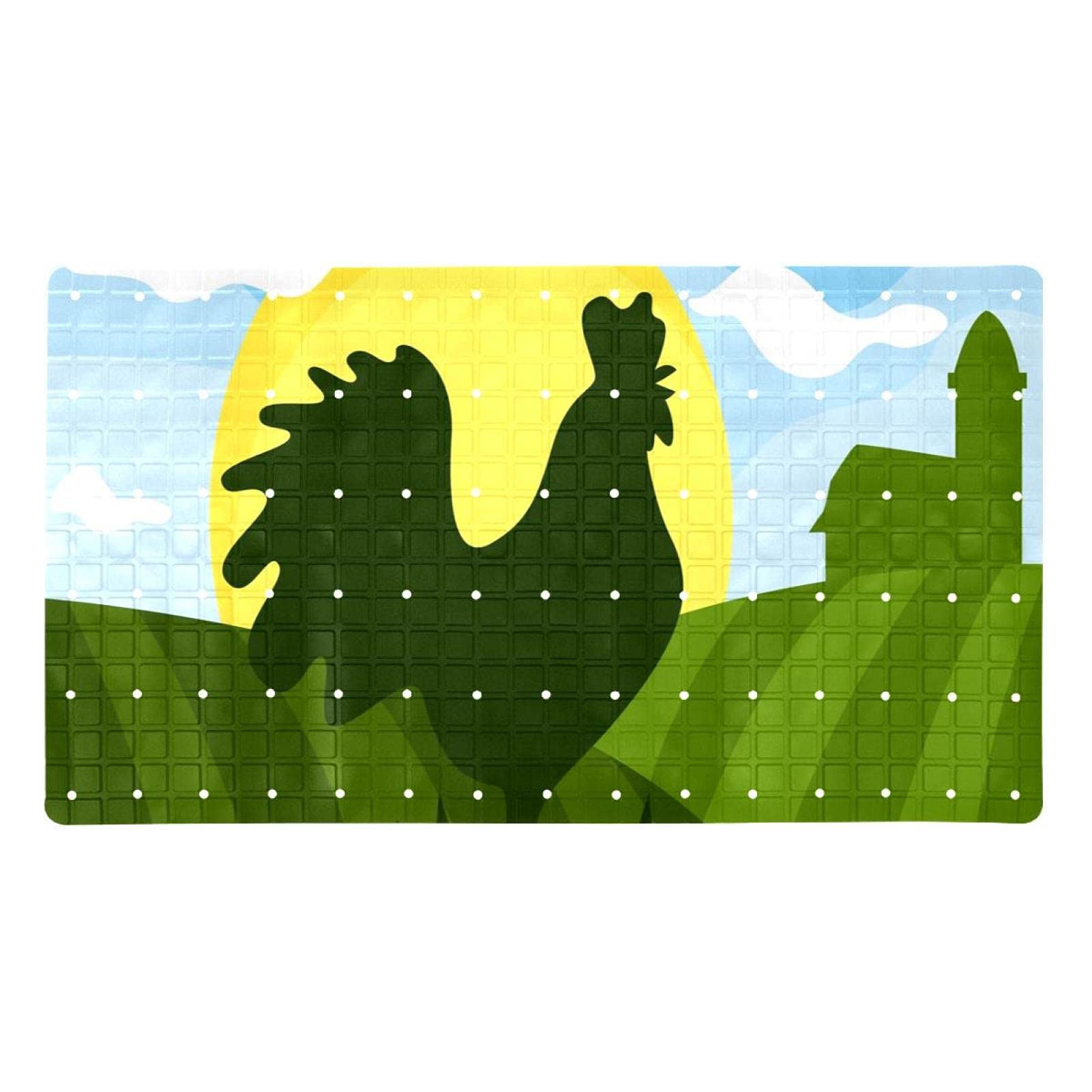 Tapis de bain pour baignoire motif coq pour une douche nature matin