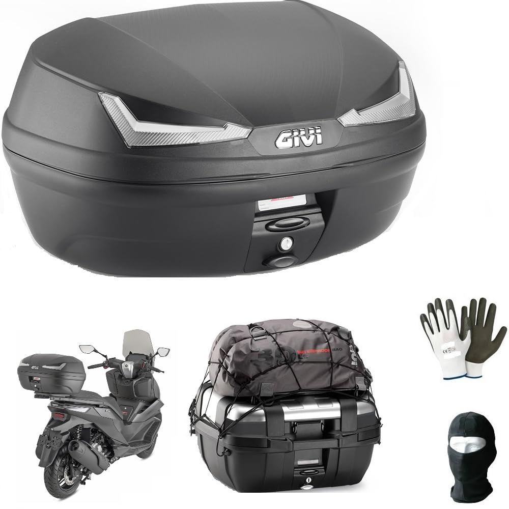KOMPATIBEL MIT MOTO GUZZI V 11 SPORT NAKED 1064 KOFFER MONOLOCK SIMPLY 45 LITER SCHWARZ MIT RATADIOTTER FUMÉ MIT PLATTE, MONTAGE-SET UND NETZ X 2 INTEGRALI-JET-MODULAR-KOMPONENTABLE HELME