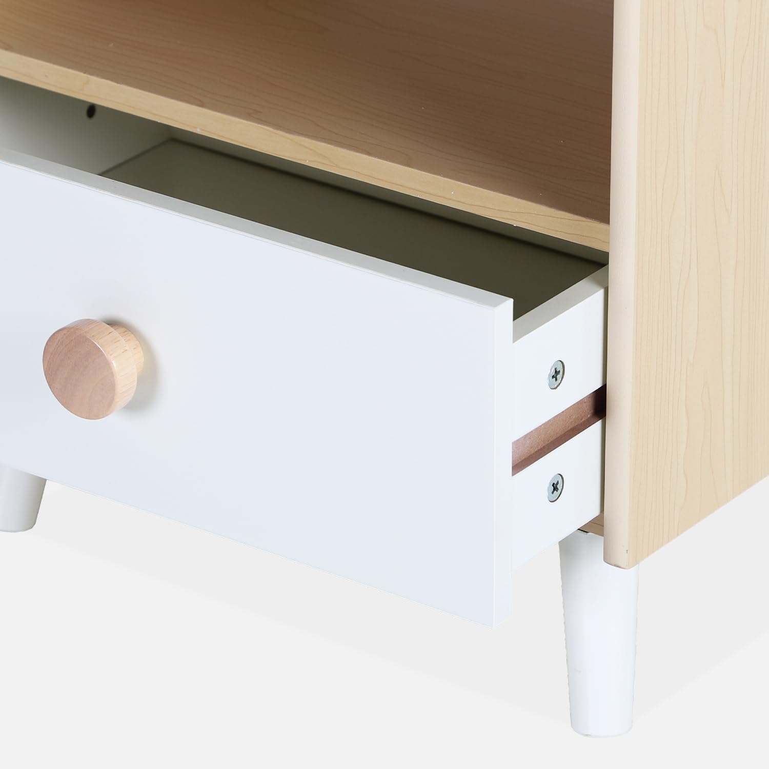 sweeek - Table de Chevet Enfant Effet Bois. Blanc. 1 tiroir