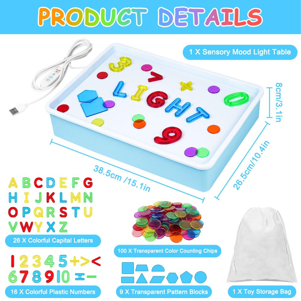 Vicloon Sensory Toys for Autism Sensory Light Table Manipulatives and Accessories - Image 2