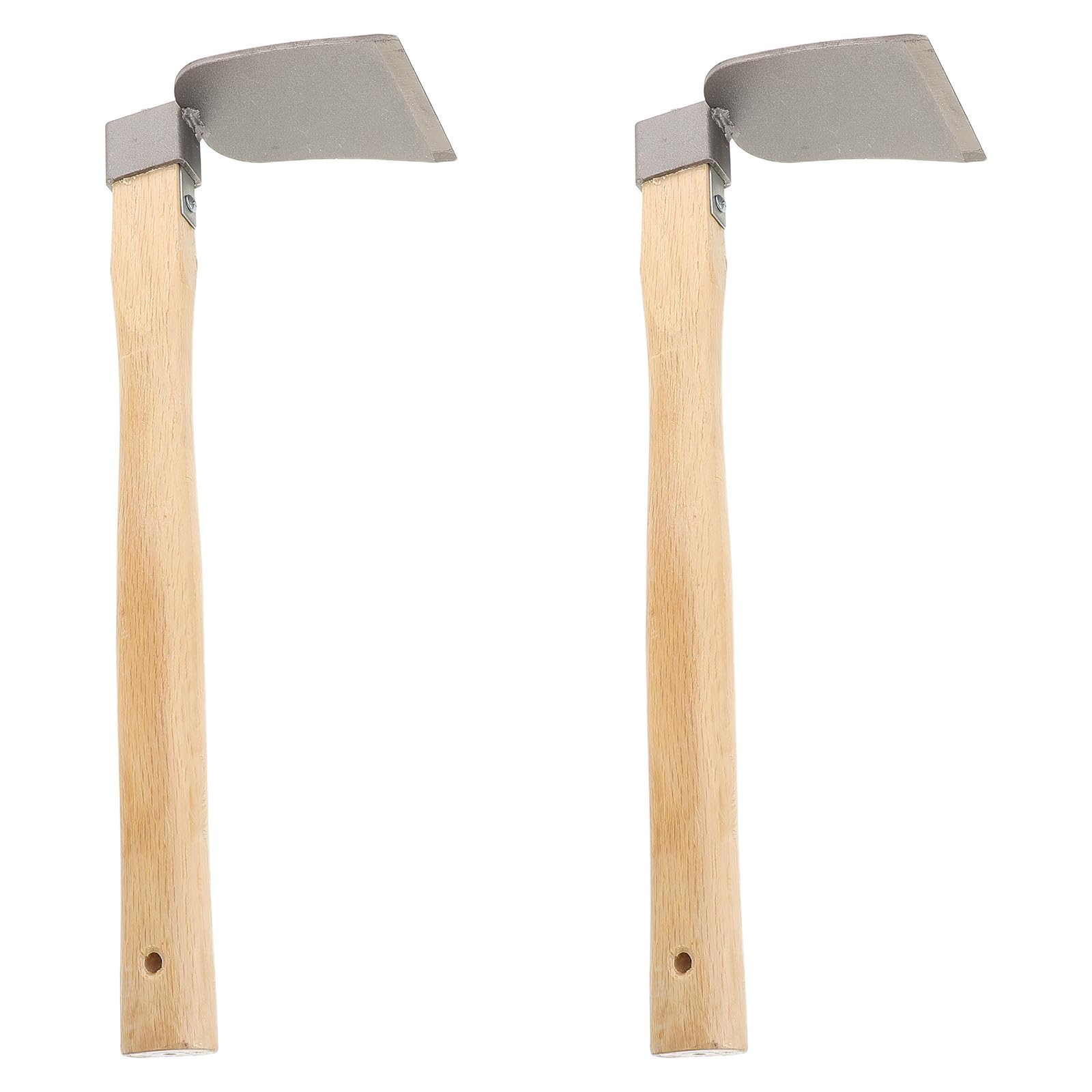 Azadas de Acero Mango de Madera 2piezas para Deshierbe y Cavar Suelo, Herramientas Manuales Ergonómicas Ideales para Jardinería y Cultivo en Exteriores
