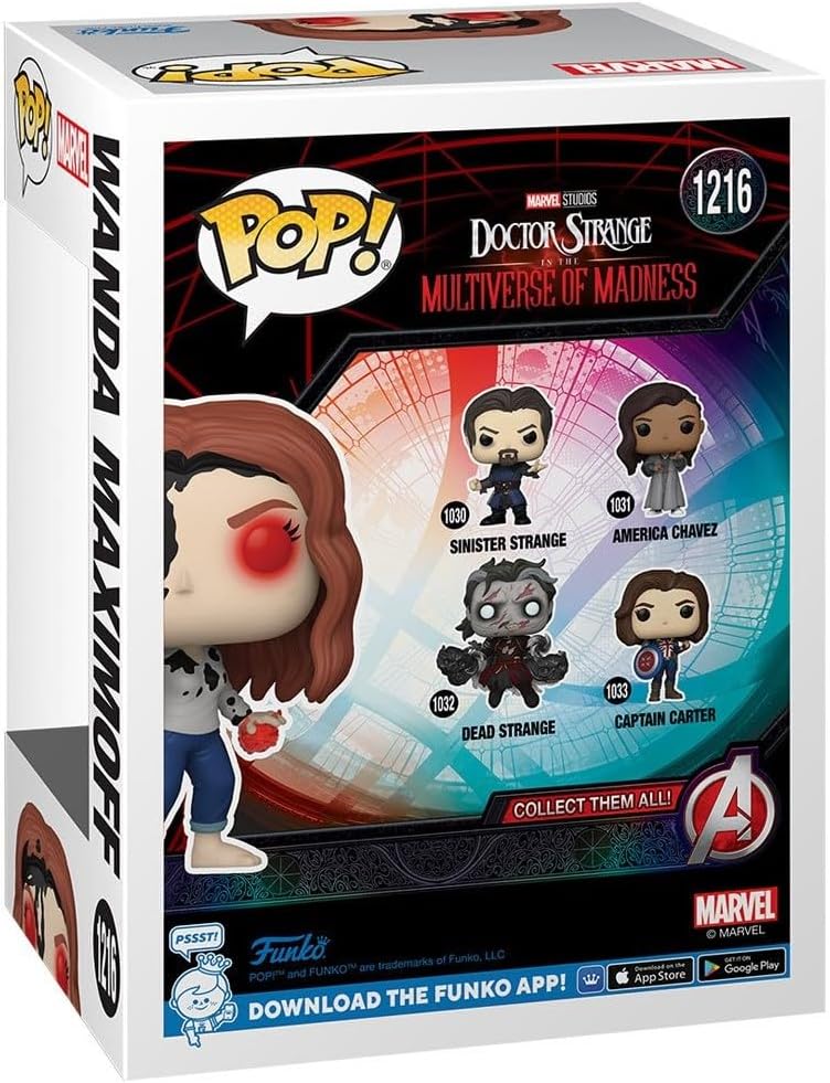 POP Doctor Strange Multiverse of Madness: Scarlet Witch - Wanda Maximoff (Earth-838) Glow-in-The-Dark Funko Vinyl Figure (Bundled with Compatible Box Protector Case), Multicolored, 3.75 inches