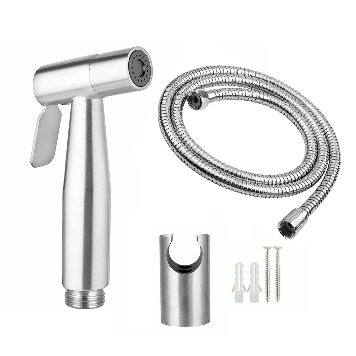 BATH GURU Stainless Steel Heavy Duty Bidet Jet Sprayer Gun for Toilet, Health Faucet Set for Bathroom, 1.2 Metre Shower Tube, Wall Hook, Brushed Finish (B0D7N5SSGQ) Amazon Price History, Amazon Price Tracker