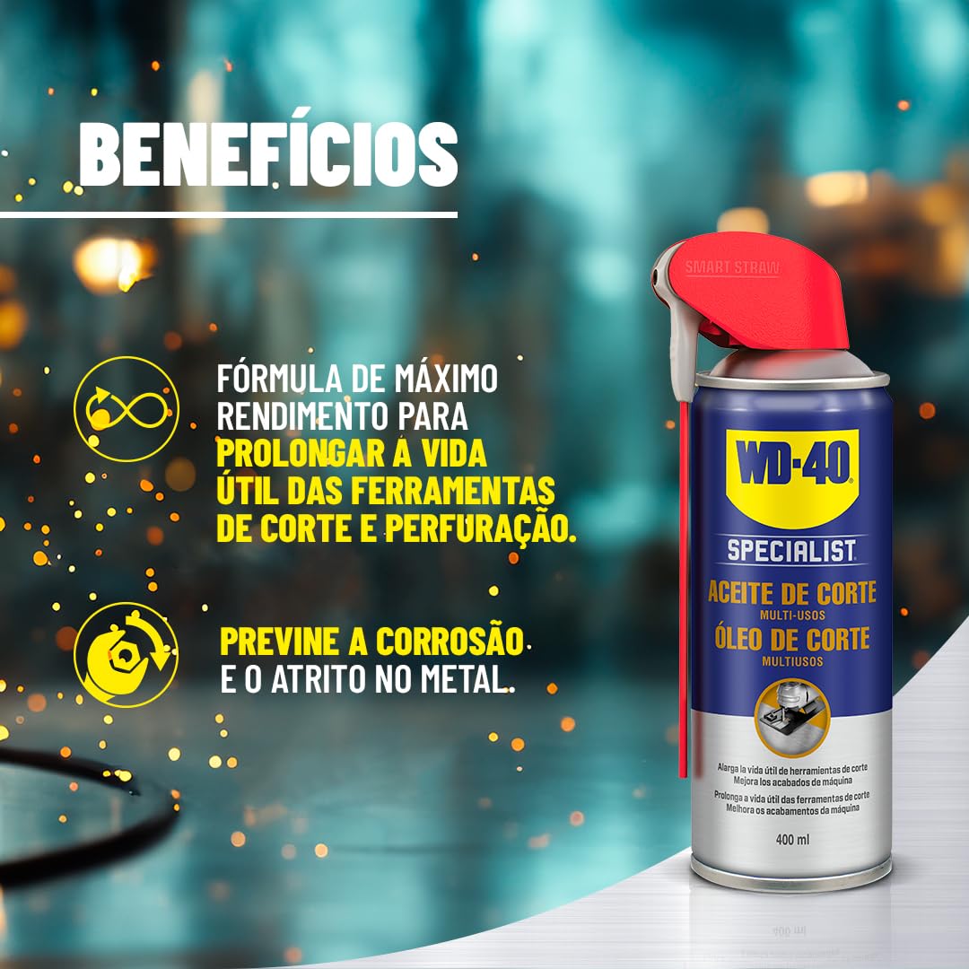 WD-40 Specialist - Aceite de corte - Aceite, maximiza la vida de los equipos de corte y perforación, taladros de columna y sierras - Pulverizador Doble Acción, Spray 360º - 400 ml