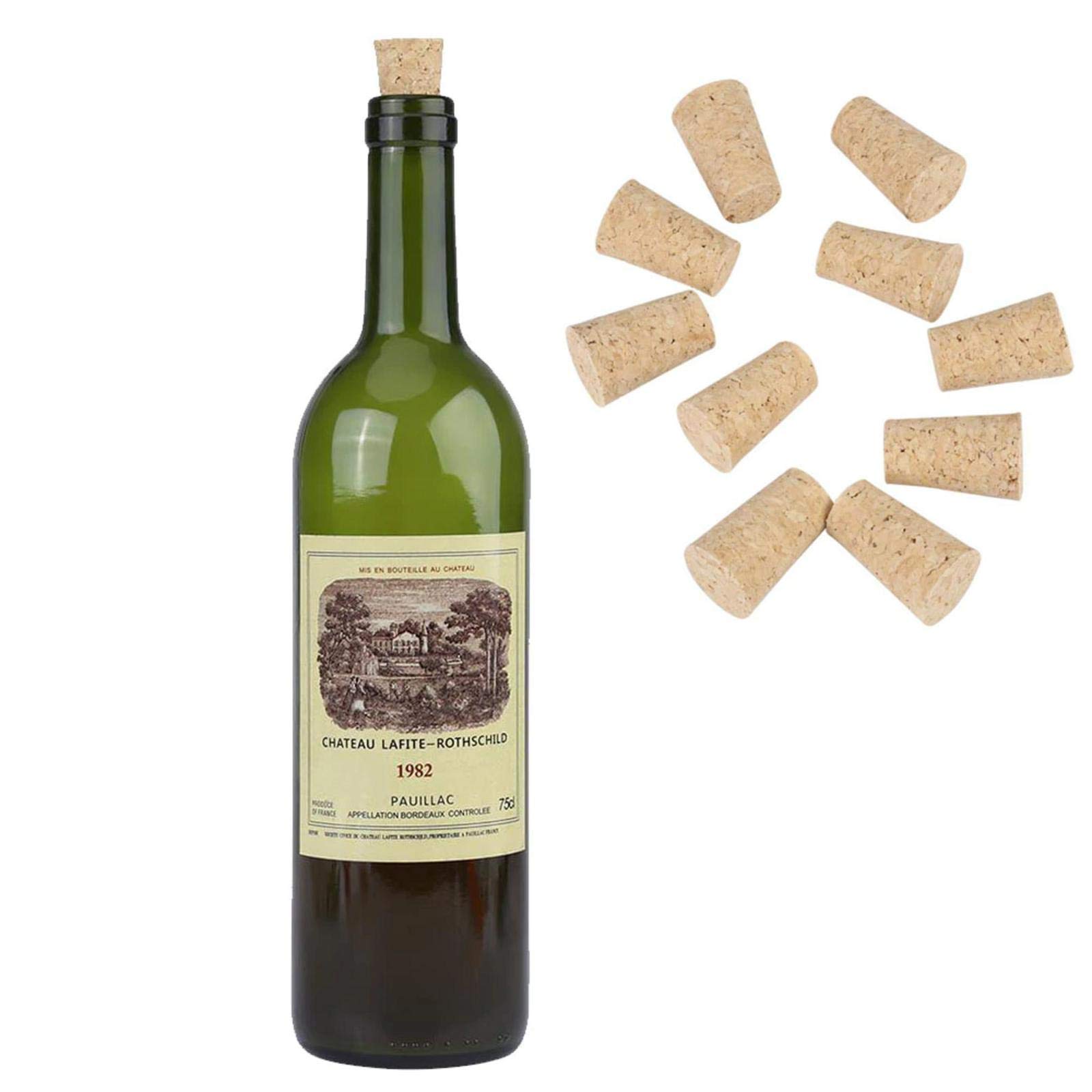 ZIETNAL Lot de 10 bouchons en liège en bois naturel pour bouteille de vin en forme de cône