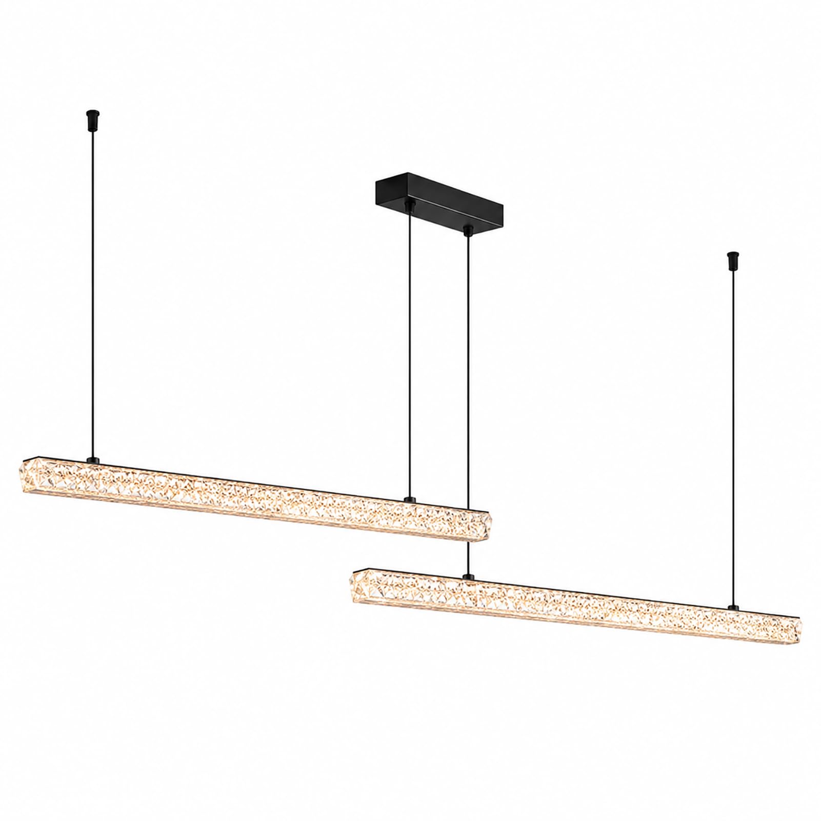 Luminaire îlot cuisine suspendu noir avec télécommande pour repas chaleureux