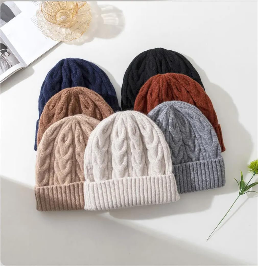 SaoBiiu Gorro de lana de punto trenzado para mujer, gorro de invierno unisex
