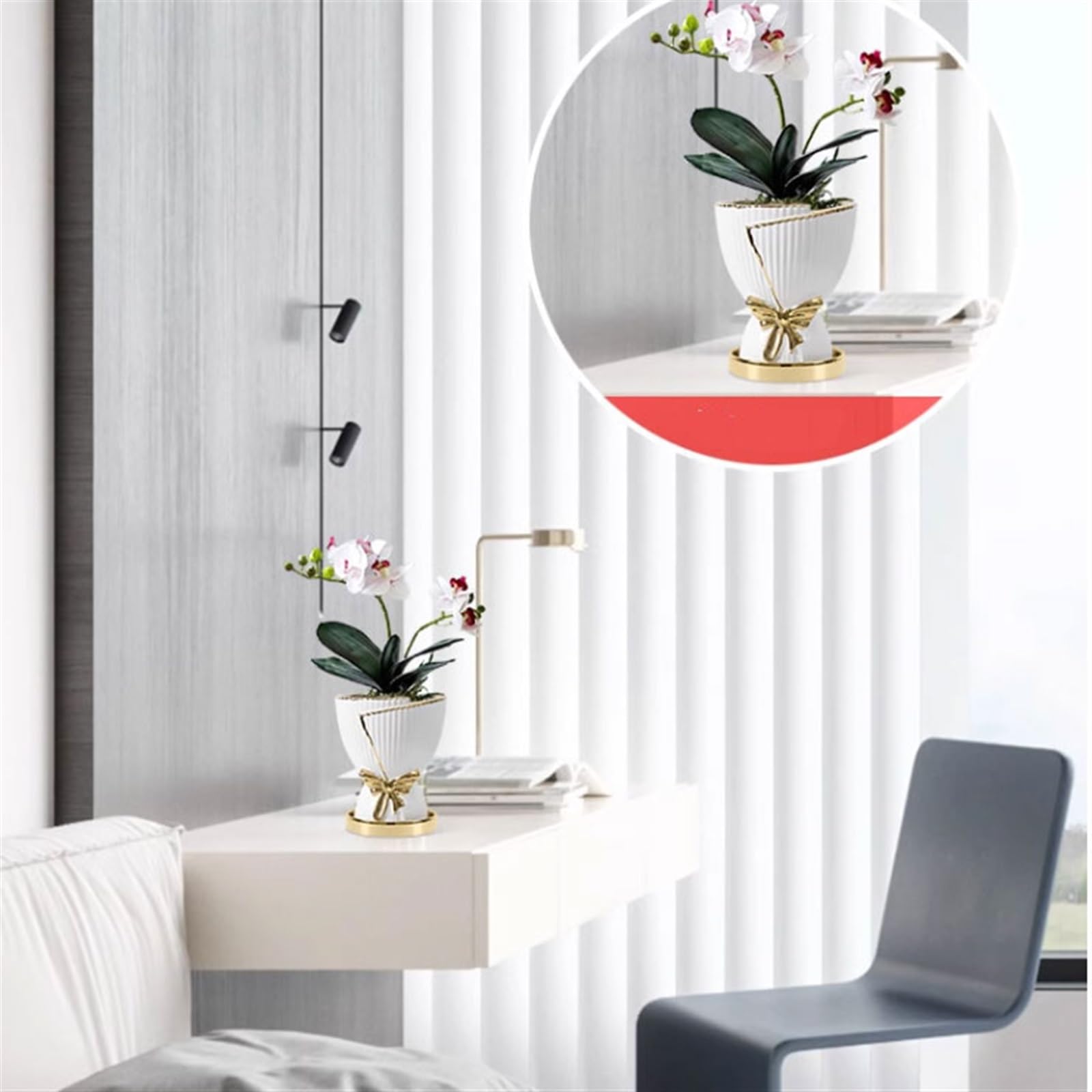 Maceta de cerámica de Lujo con Base, Creativa y Personalizada, para el hogar, Color Verde Oscuro y Blanco.