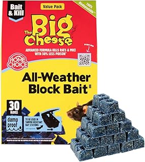 The Big Cheese Rat and Mouse Poison, 10 g- Rodent Killer, Rat Poisoning Blocks, Blue, 30 Count ( Pack of 1)
