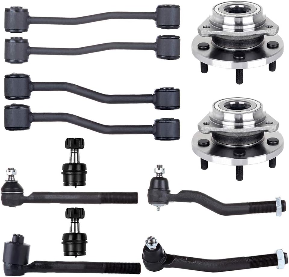OCPTY - New 12-Piece Wheel Hub Inner Tie Rod End Outer Tie Rod End Sway Bar End Link Lower Ball Joint fit 1999-2004 For Jeep For Grand Cherokee