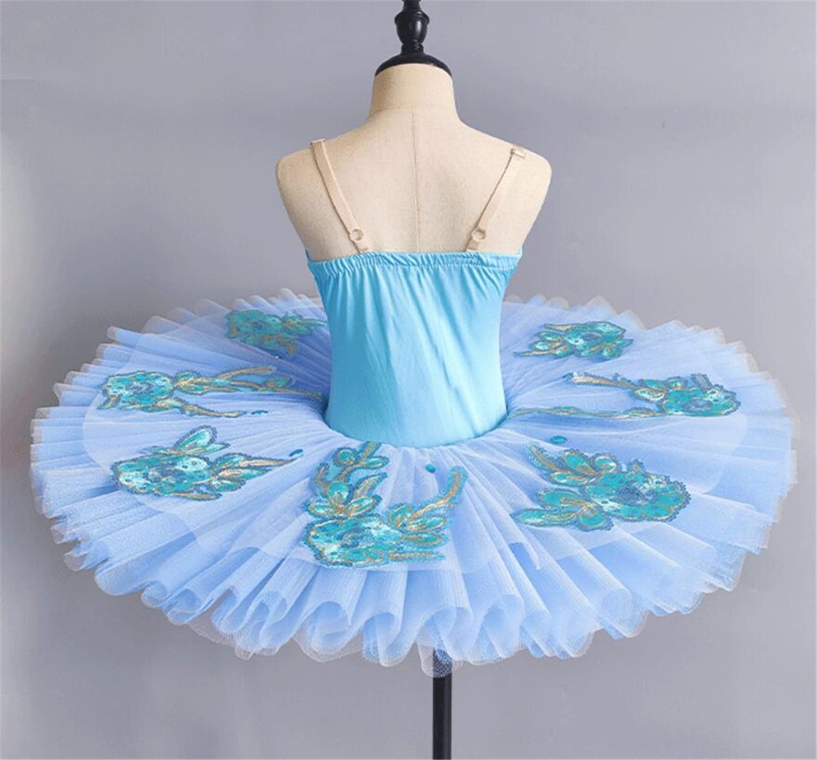 OTMYIGO Maillot de Ballet para niñas, Falda tutú de Tul Bordada con Lentejuelas, Disfraz de competición de Baile de Bailarina en el Lago de los cisnes