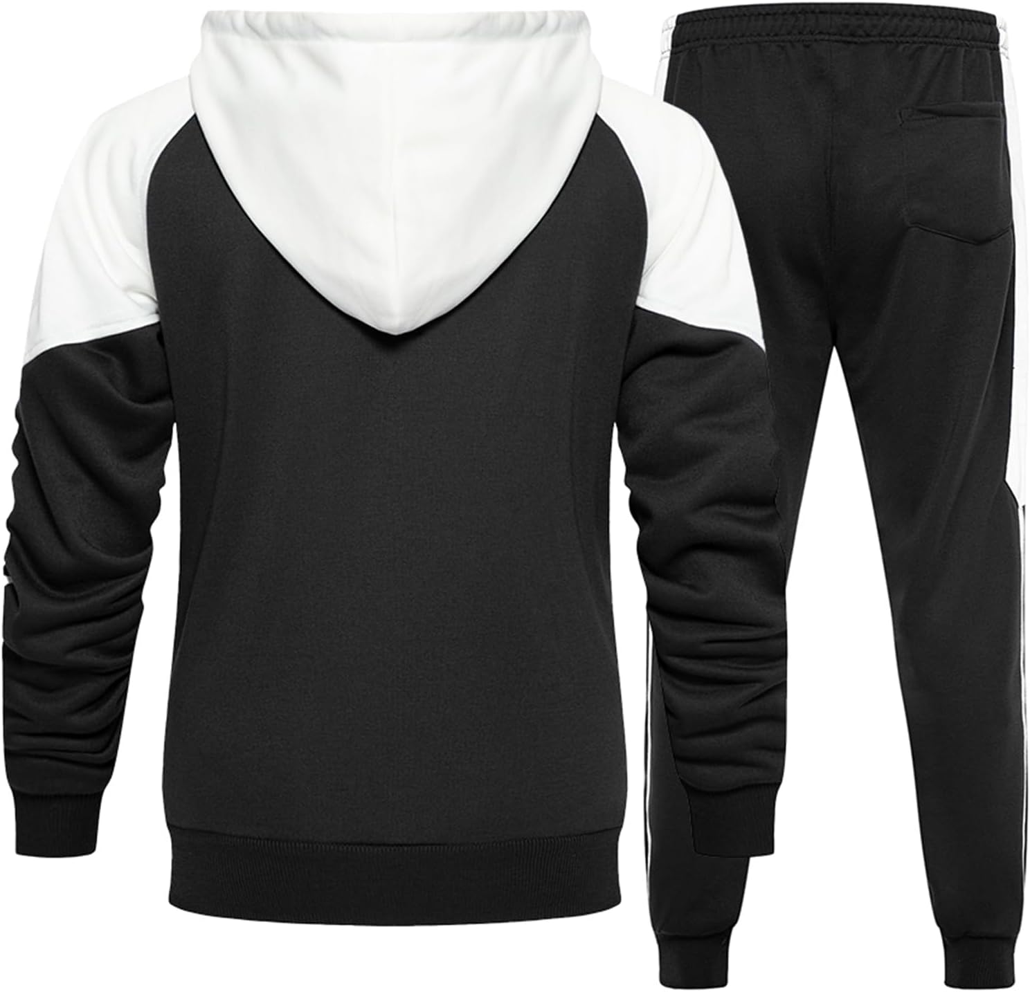 Men's Hooded Athletic Tracksuit Sweatsuit Long Sleeve Full-Zip Jogging Sweatpants 2 Piece Patchwork Sportsuits
