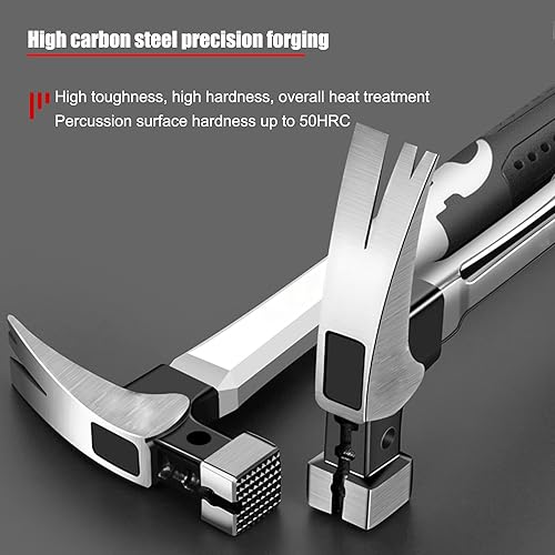 Miniatura 3 de Martillo de garra, martillo de garra de acero resistente de 13 onzas, herramientas de golpeo para carpintería, martillo magnético automático de