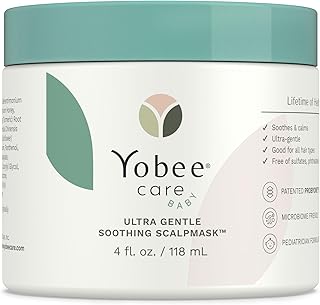 Yobee Ultra Gentle Soothing Scalp Mask - Dry Scalp Treatment Hair Mask Safe For Sensitive Baby Skin - Probiotic Infused - For Sensitive Scalp & Cradle Cap - For Babies, 4 fl oz