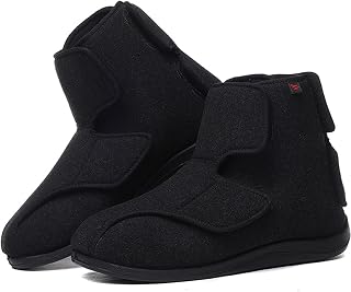 Non-Slip Diabetic Edema Walking Shoes,Men's Diabetic Boots High-top Adjustable Cloth Shoes Elderly Orthopedic Running Shoes Air Breathable Trainers House Shoes Men 11/Women 11.5
