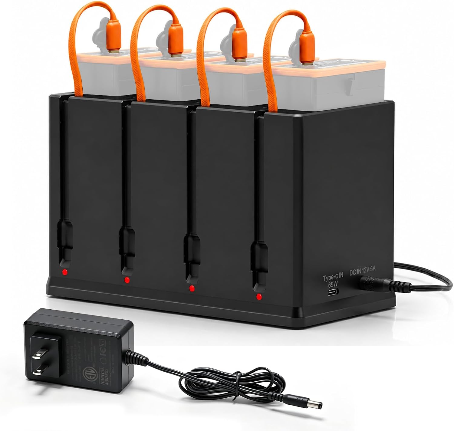 4-Slot Battery Charging Station Fit for Moultrie Battery Charger for Moultrie Edge 4, Moultrie Edge 3,Edge 3 Pro Edge 2, Edge 2 Pro, Edge Battery, Cartridge Charger (Not-Included Battery)
