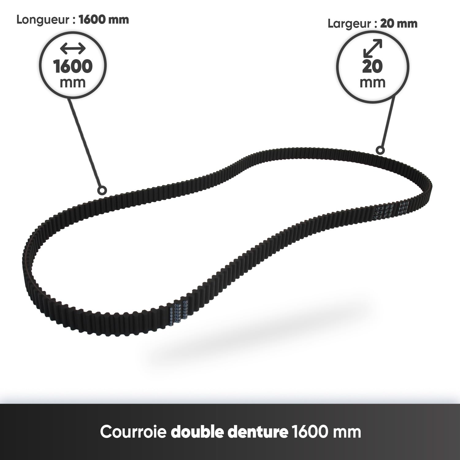 GREENSTAR - Courroie Double Denture - L 1600 mm, l 20 mm - Résistante Et Durable - Remplace Origine CASTELGARDEN, DOLMAR, HONDA, HUSQVARNA / JONSERED, STIGA, TORO, VIKING, WIKOV SLAVIA
