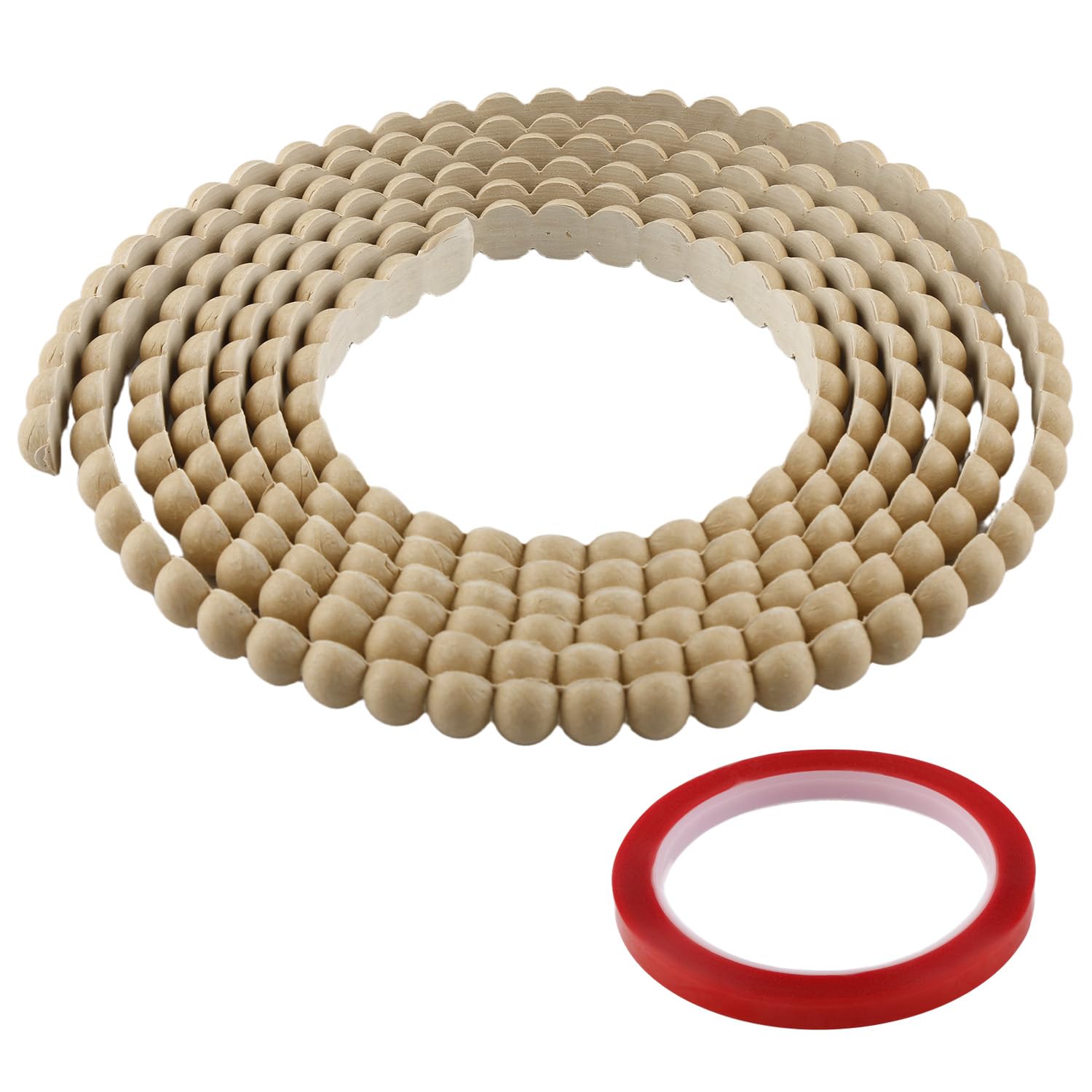 Wellrun Flexible PVC Decorative Trim Self Adhesive,Semi Pearl Beaded Moulding,15mm×3m Peel and Stick Half Beads Moulding for Wall,Ceiling,Furniture,Worktop,Tile and Bath Edging