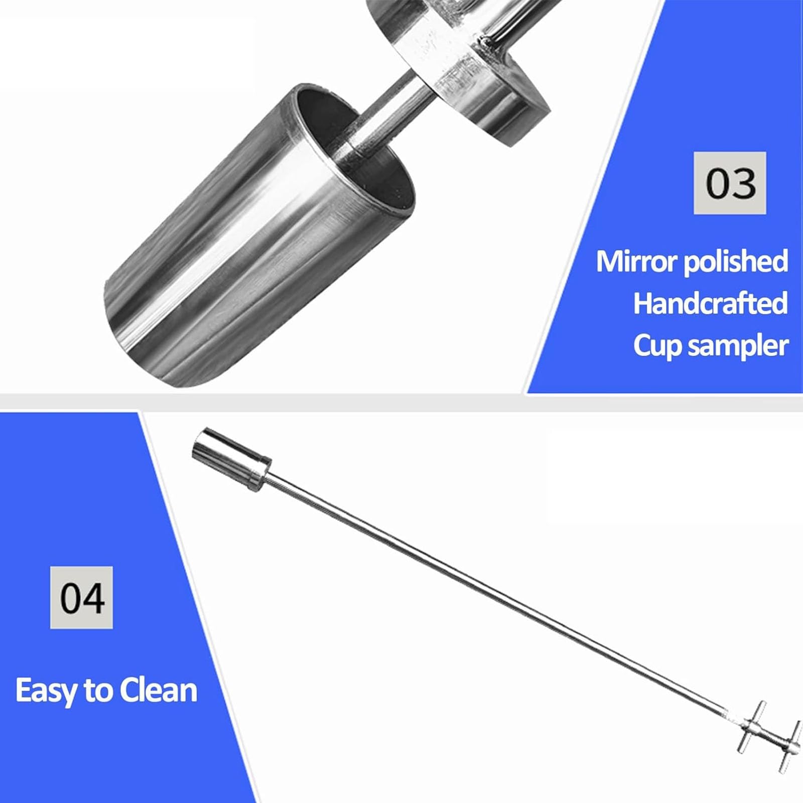 Muestreador de Copa de Acero Inoxidable 304, sonda de muestreo de líquidos viscosos, muestreador de Tambor de 1 m/3,3 pies para muestras de Agua y líquidos, Herramienta de muestreo de líquid