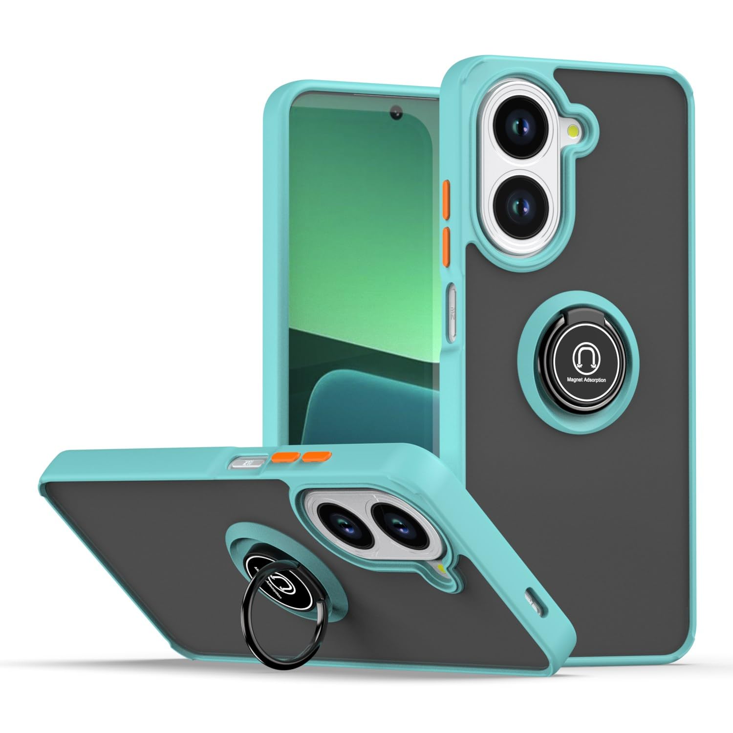 XINYEXIN Cover Per Oppo Find X5 Pro - Custodia Antiurdo Traslucida Con Anello Portadito 360° E Supporto Magnetico, Blu Reale - 2