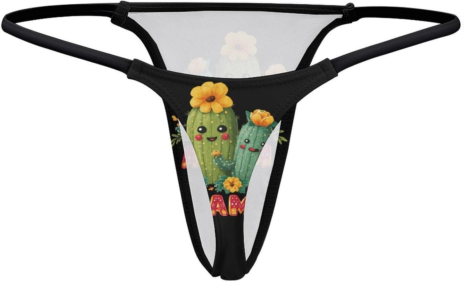 Flowers Cactus Print Thongs for Women Underwear G-String Panties | Breathable,Low Rise Panties,T-back,Sexy,Briefs,No Show Thongs