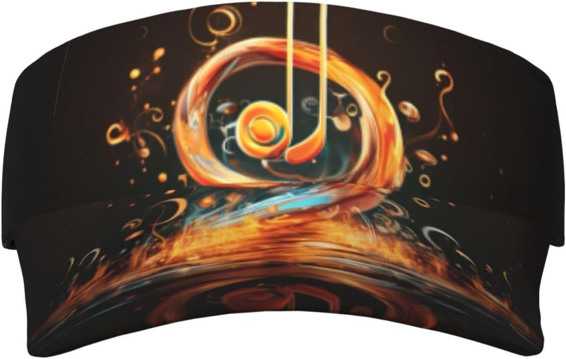 Music Symbol Print Sports Sun Visor Hats Adjustable Running Golf Tennis Sun Cap for Women Men Black