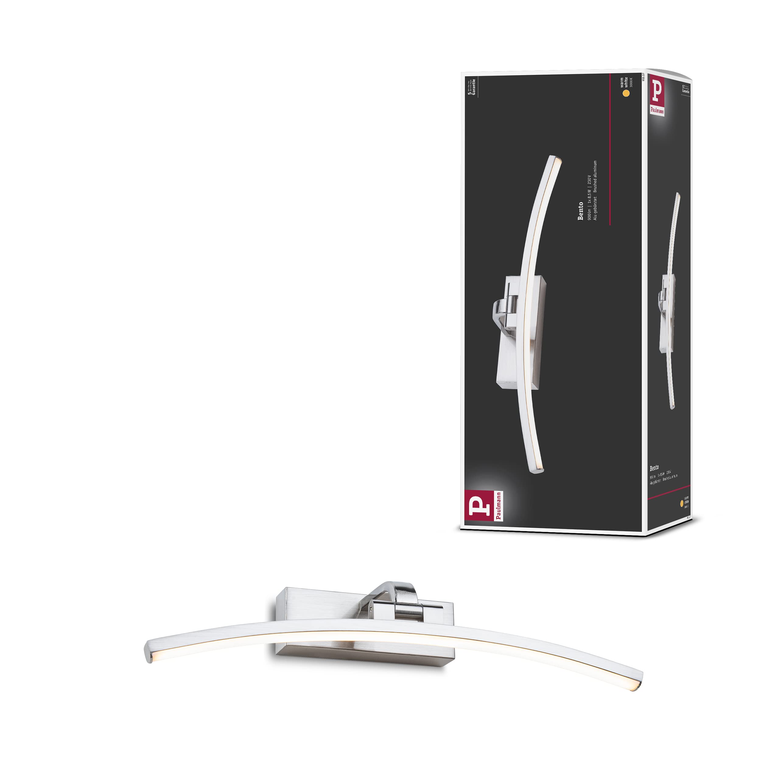 Paulmann 95557 LED Bilderleuchte Bento 400mm incl. 1x8,5 W Warmweiß Nickel gebürstet Bildbeleuchtung Metall Wandlampe 3000 K