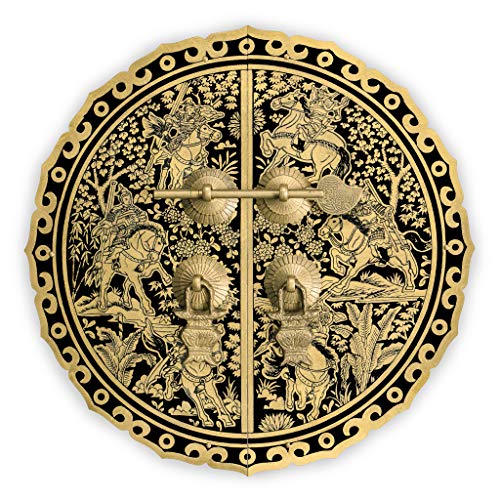 Hardware Philosophy Brass Six Horses Cabinet Face Plate Backplate Hardware Set 9-1/2" #TOP23