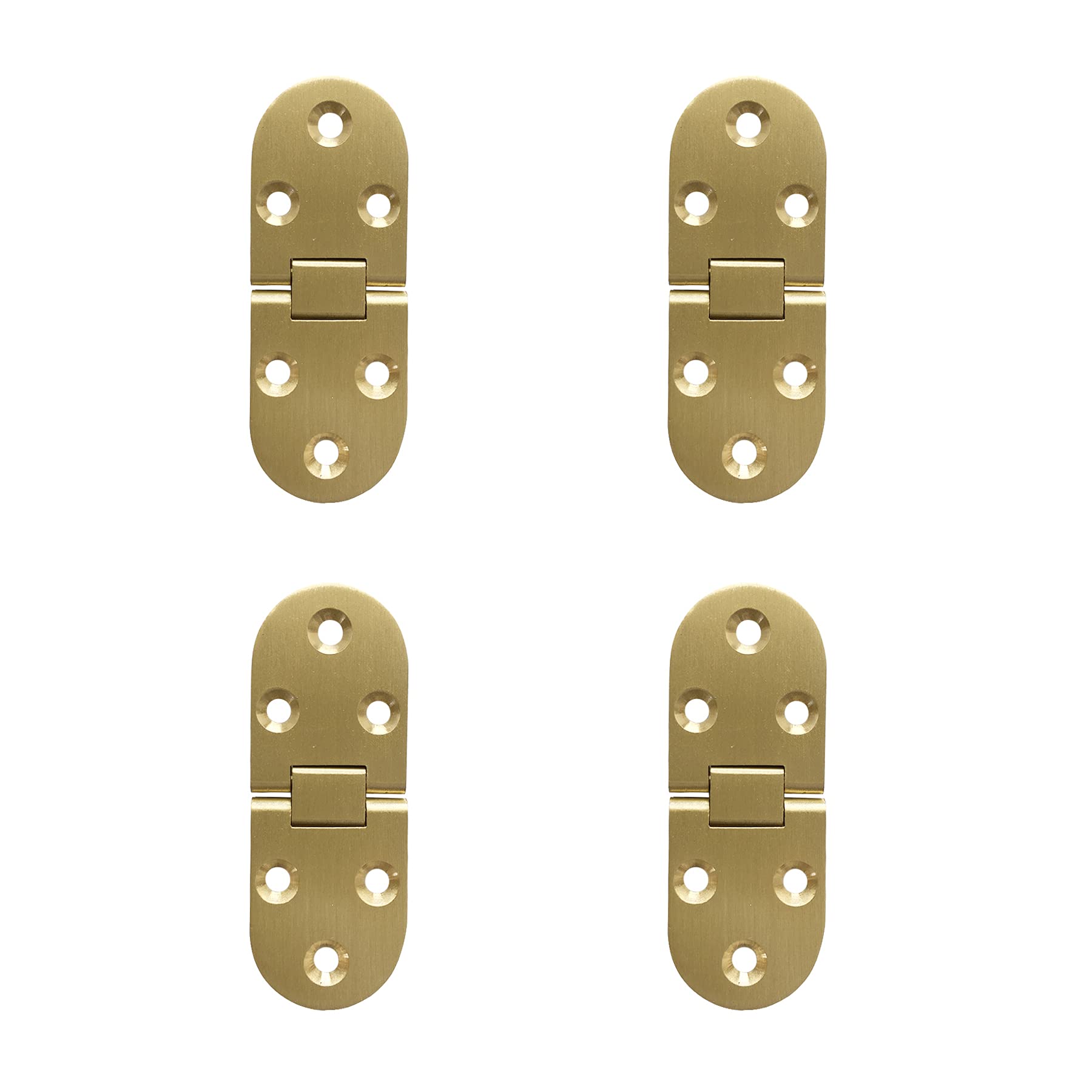 LIKERAINY180 Degree Brass Flip Hinges Round Edge with Screws for Folding Table Cabinet Wardrobe Doors Timber Wooden Box Anti Rust Durable Copper Polishing Pack of 4