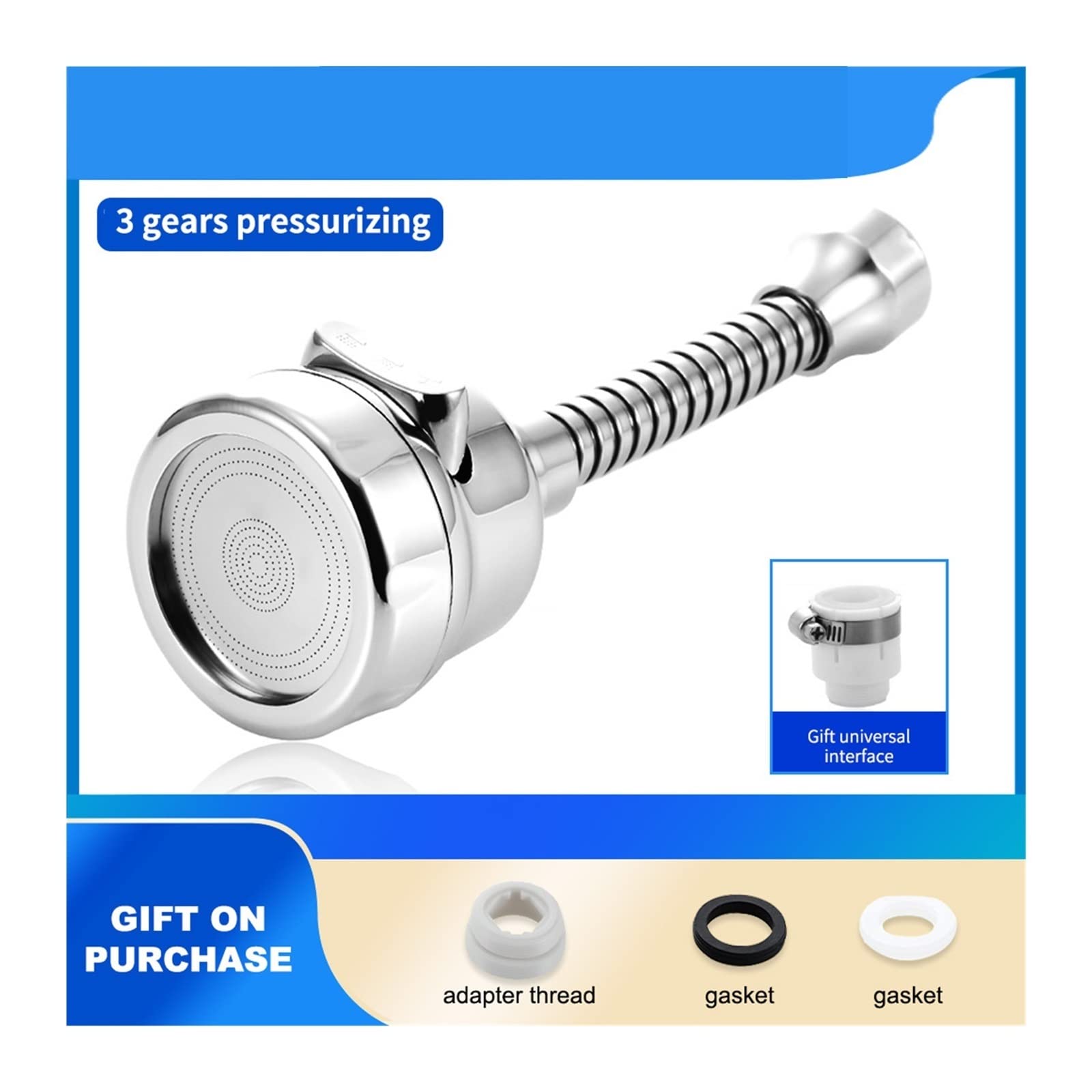 XYNSNDB Boquilla giratoria de 360 ​​​​Grados para Grifo Mezclador 3 Modos Aireador presurizado para Ahorro de Agua Aireador de Cocina Grifo difusor burbujeador Fácil instalación (06)