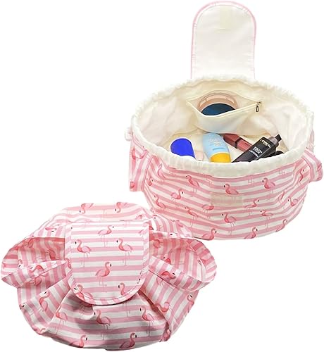 Miniatura 1 de Bolsa de maquillaje grande con cordón de barril para mujer, bolsa organizadora de maquillaje portátil para el cuidado de la piel y artículos de