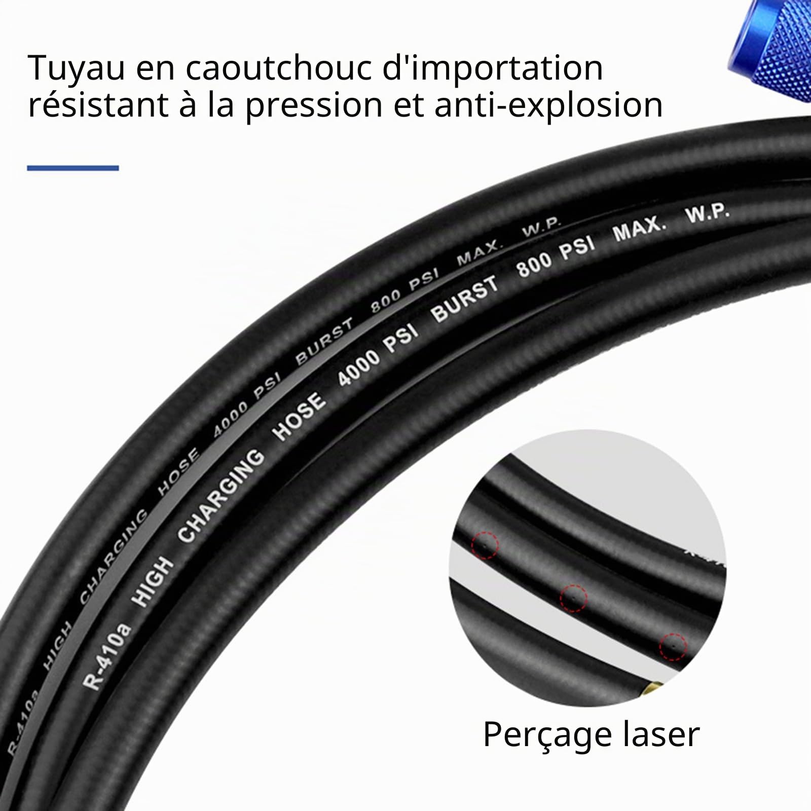 Tuyau de collecteur CVC avec valves et 4 adaptateurs en laiton pour systèmes R134A R410A R22