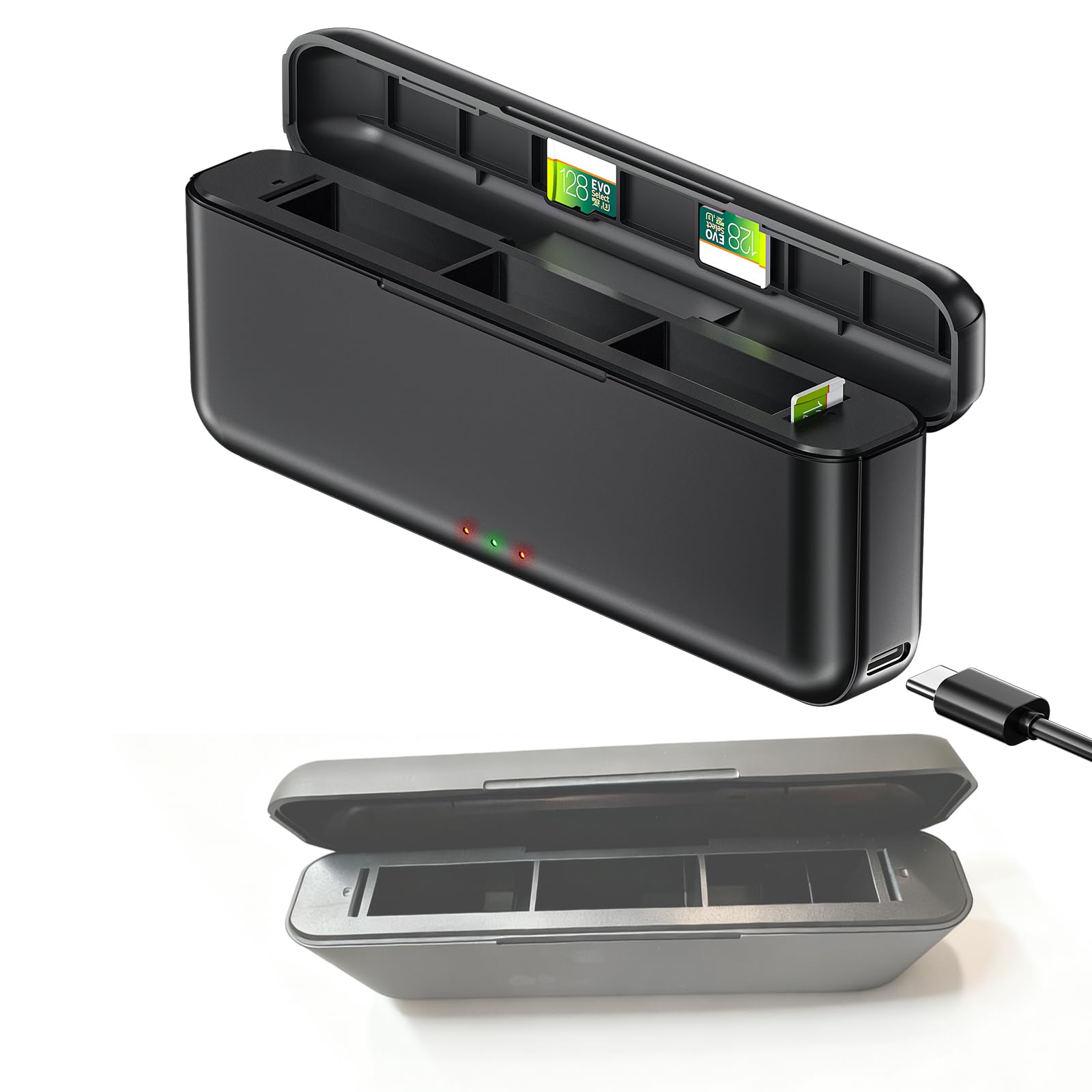 Osmo Action 5 Pro Battery Charger for DJI-Osmo Action 5 Pro, Osmo Action 4, Osmo Action 3,Osmo Action 6 and Osmo 360-3 Slot Fast Charging Fully Compatible with Osmo Action 5 Pro Extreme Battery