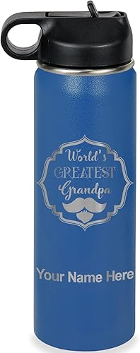 Miniatura 29 de LaserGram Botella de agua con tapa abatible de doble pared de 32 onzas con pajilla, grabado personalizado incluido (negro) Negro -,verde (camo