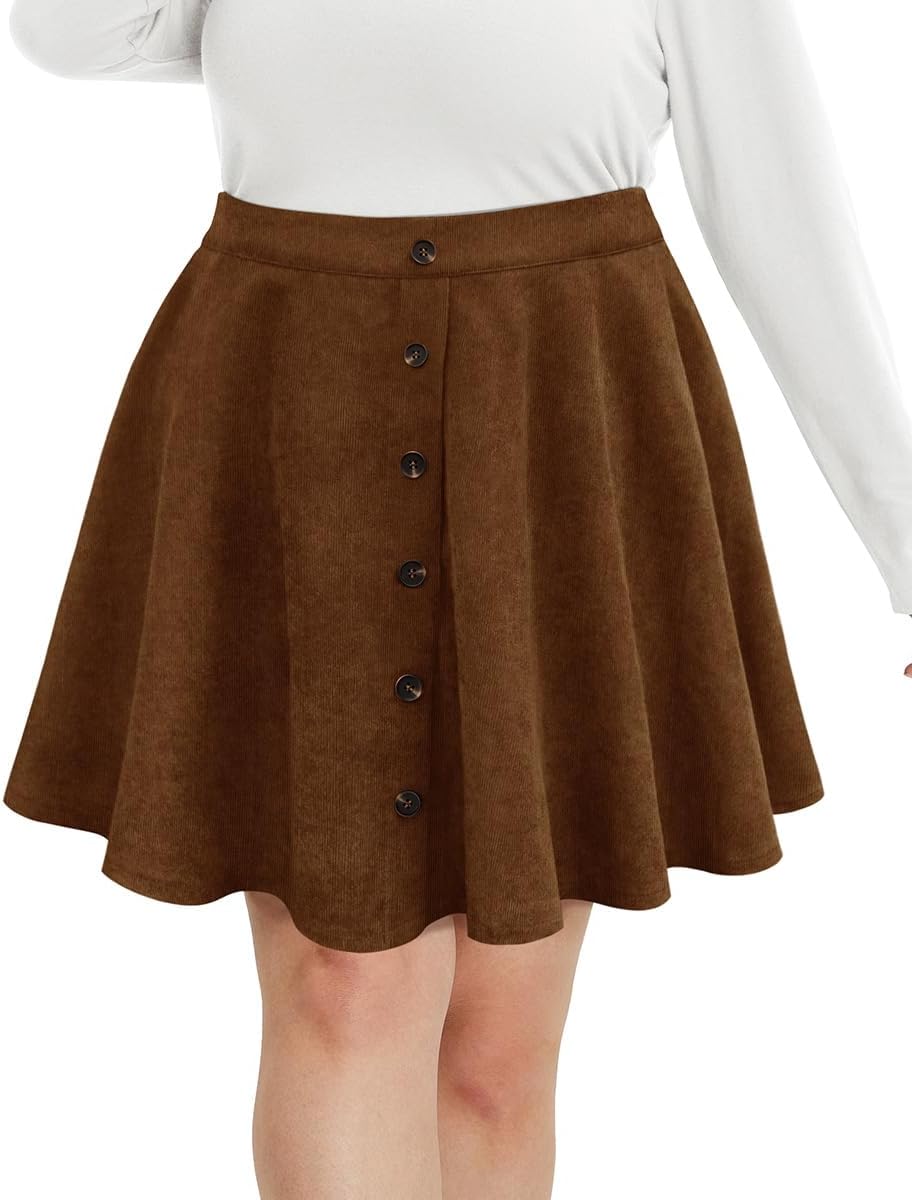 TIYOMI Plus Size Skirts for Curvy Women Basic Versatile Stretchy Elastic Waist Flared Casual A Line Pleated Mini Skirt XL-5XL - Image 5