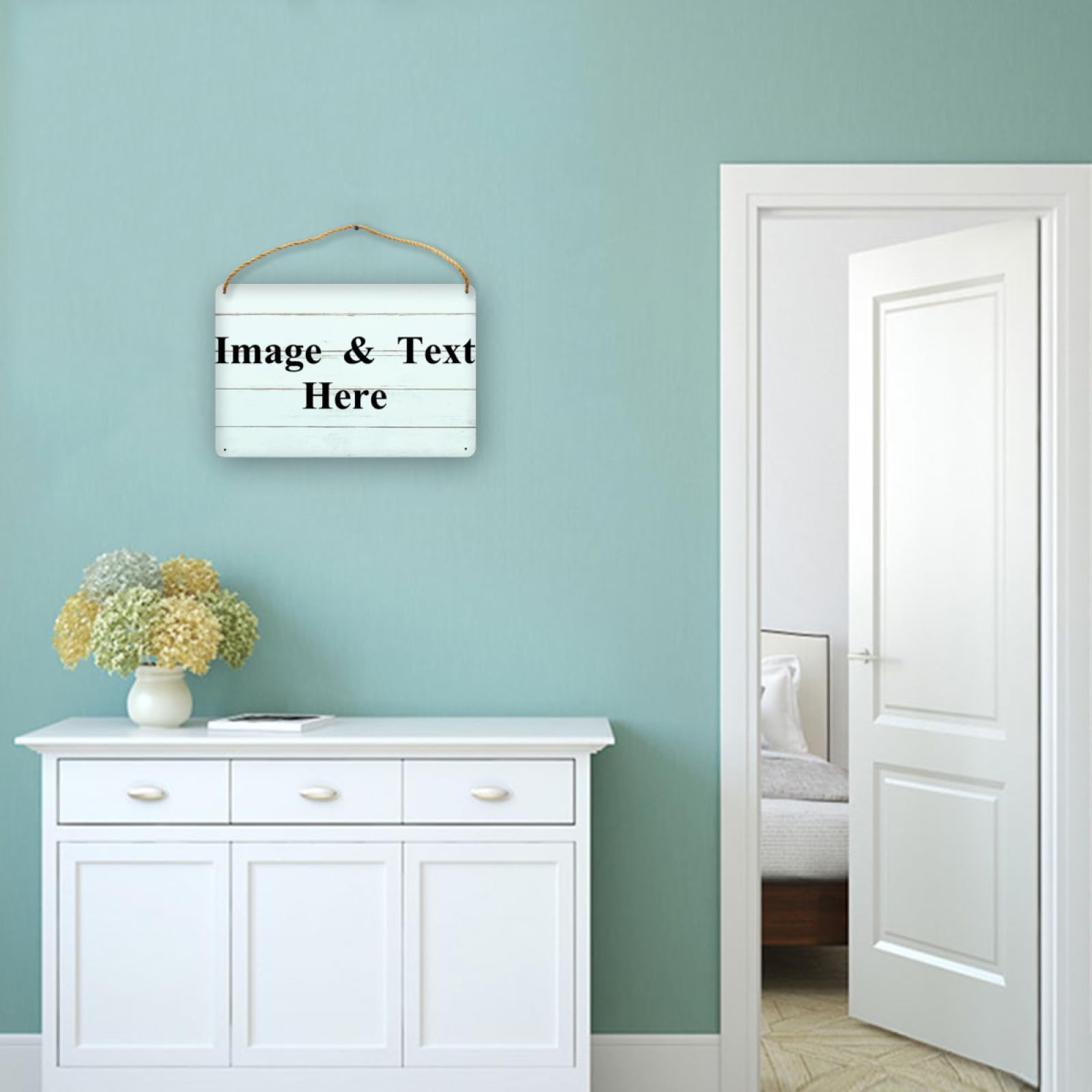 TARGA DA PARETE Cerchio Legno Bambù Targa Da Parete Incisa Etichetta Da - Foto 4