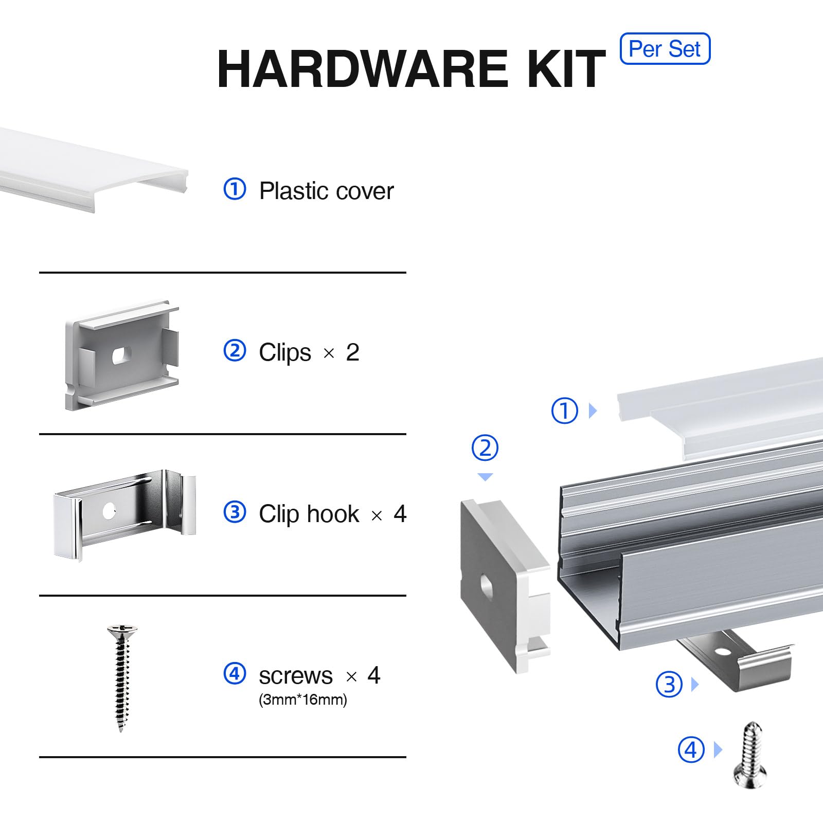 HOOLED Profilo Alluminio per Strisce led 2m x 5pz (10m), Dimensioni 30mm x 20,5mm, adatto per strisce luminose di diversi produttori, larghezza massima 25.2mm