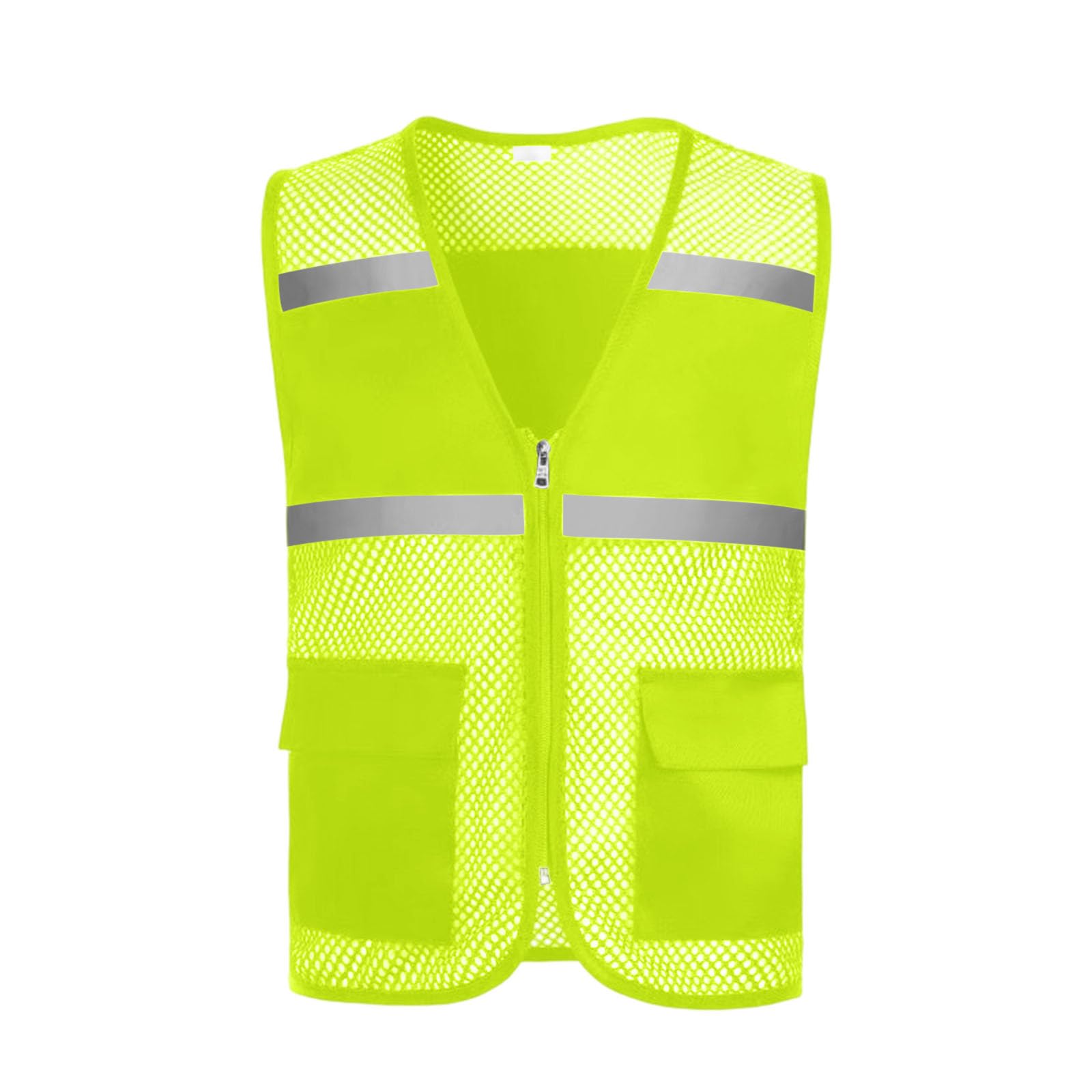 Safety Vest Women Hi-Vis Vest with Pockets Mesh High Visibility Vests Zip Up Uniform Reflective Running Fishing Vest Army Green