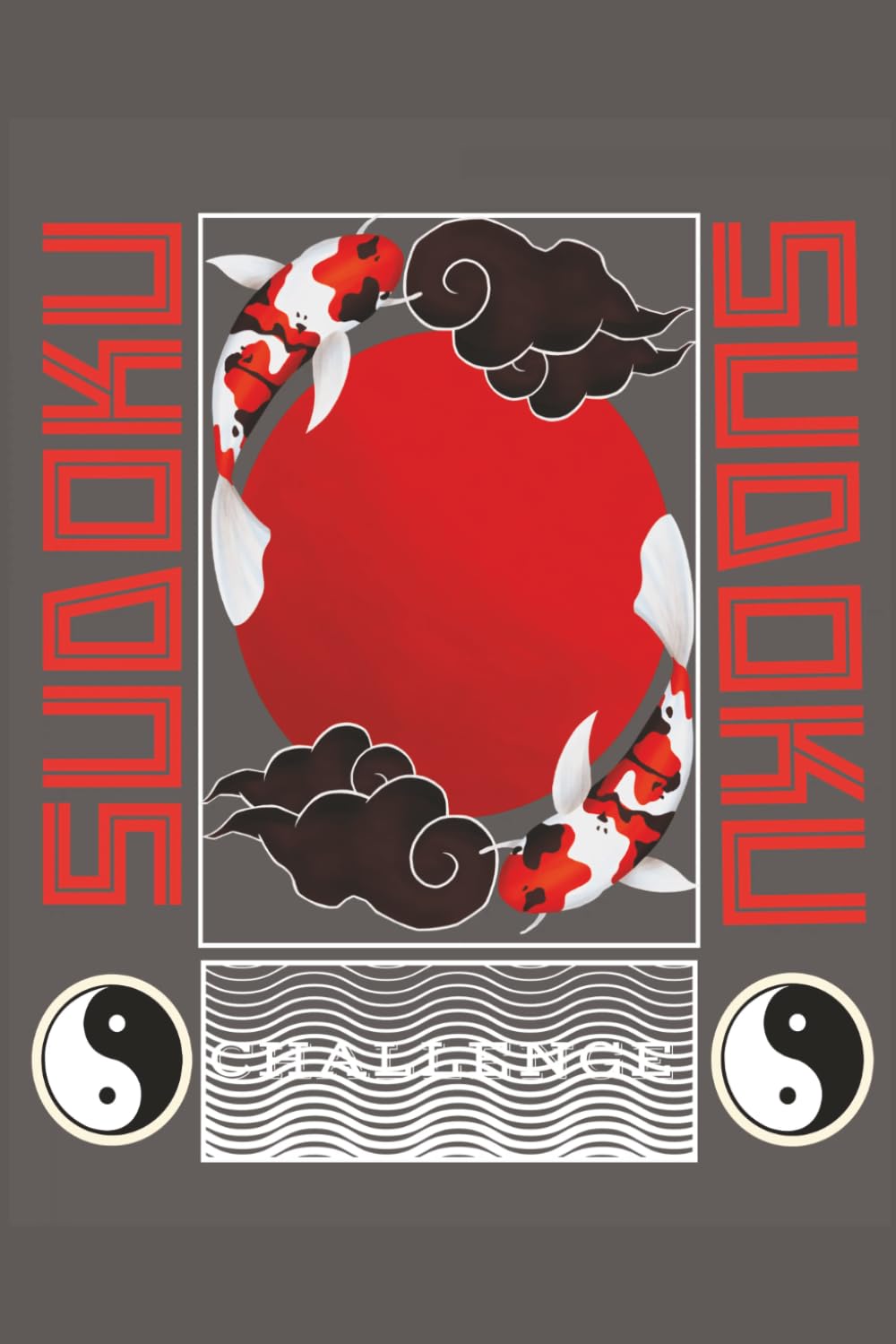 Sudoku Challenge: Sudoku puzzle book, pretty, koi | 6x9 inches, 110 pages | 50+ puzzles | solutions included