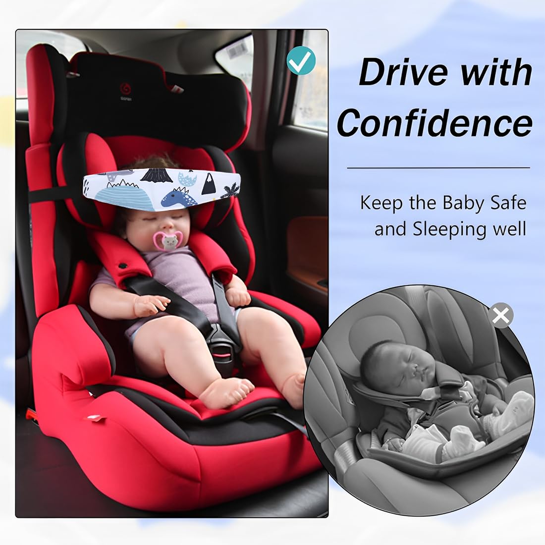 sujeta cabezas coche para niños, Diadema Accesorio para Asiento de Niño, soporte cabeza niño coche, Proporciona Seguridad a los Niños, 2 Piezas.