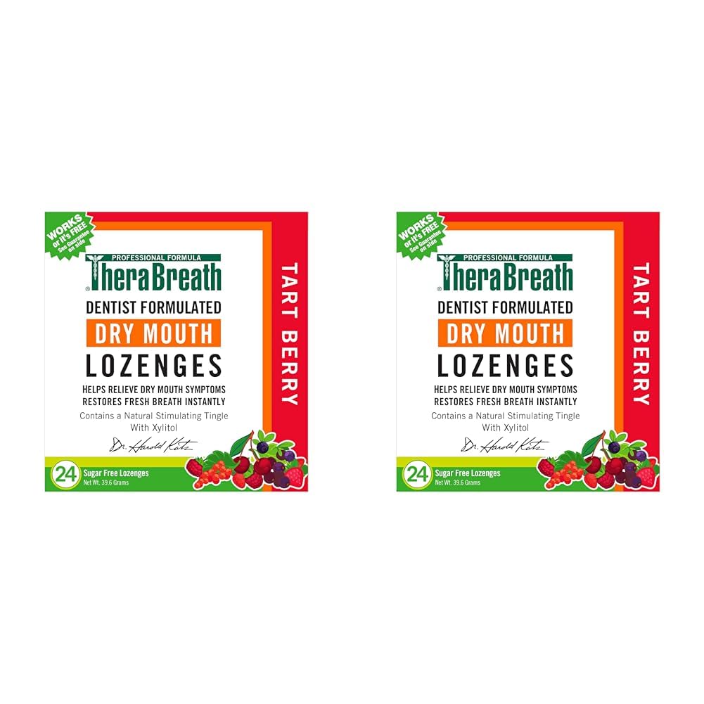 TheraBreath Dry Mouth Lozenges with ZINC, Tart Berry Flavor, 24