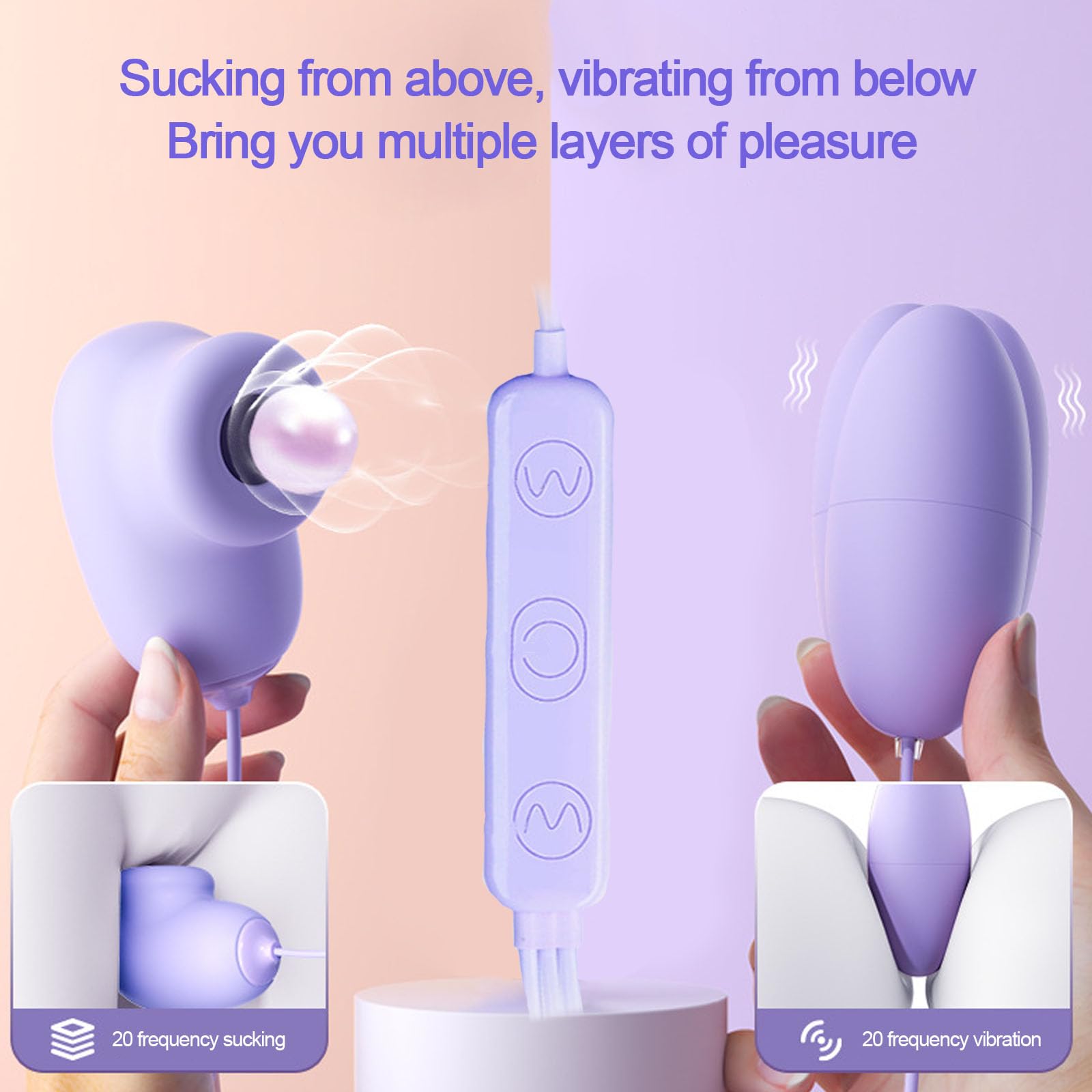 MFMYEE Vibrating S.uck Stimulator, 3 in 1 Nipple S.ucking Vibrator Sex Toys with 20 Vibration & Suction Frequency, USB Plug Vibration E.gg Anal Plug Masturbation Vibrator SM Sex Toys for Adult