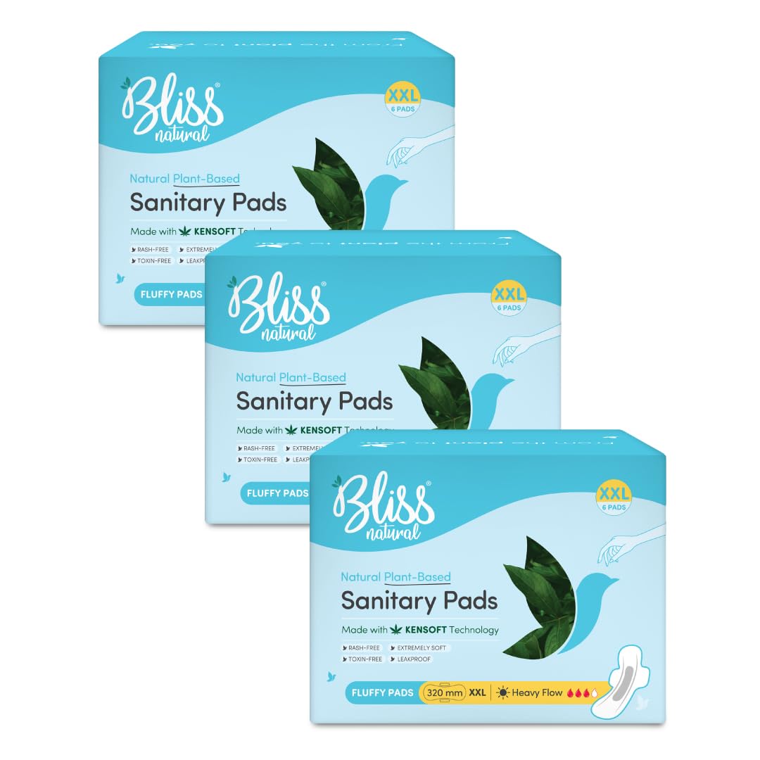 BLISSNATURAL Organic Sanitary Pads For Women (Pack Of 18) XXL Size Sanitary Napkins For Heavy Flow | 100% Rash Free and Leak Proof Protection Combo Pack Of 3 (B09Y5BTHKK) Amazon Price History, Amazon Price Tracker