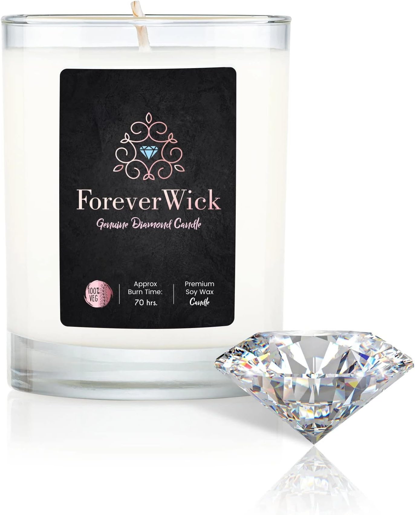 ForeverWick Surprise Candle with Diamond Inside | Foreverwick Candles | Scented Soy Candles Gifts for Women Anniversary Candle Wax | Romance Candles All-Natural Organic Soy Candle 14oz | 70h